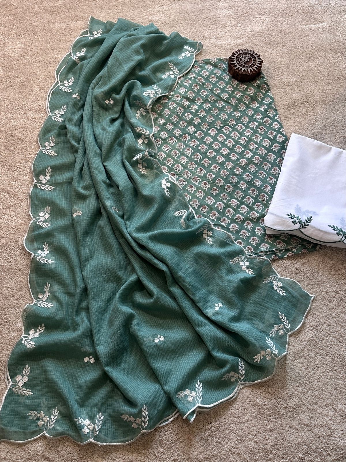 Misty Green Hand-blocked Set