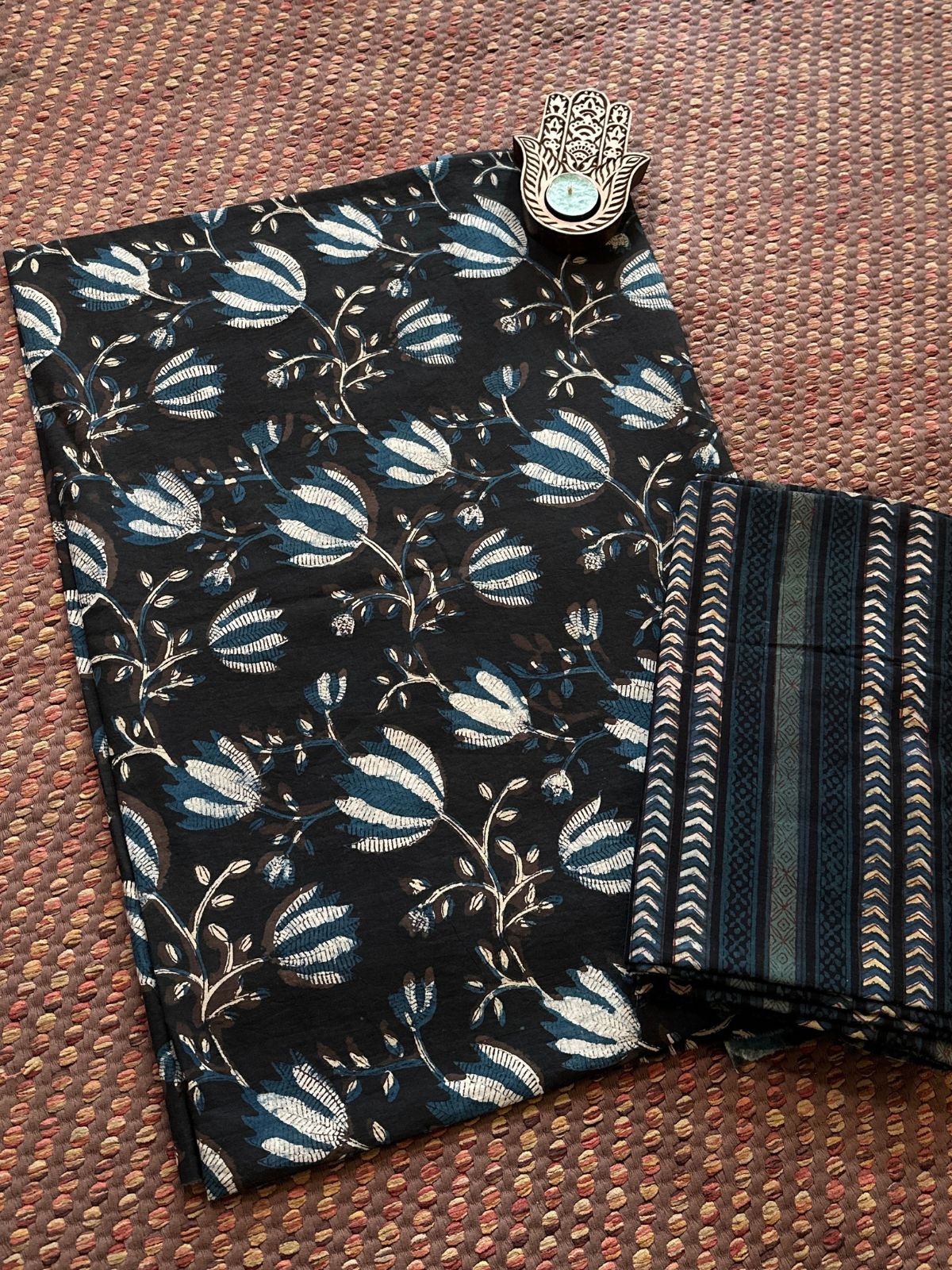 Pure Cotton Vegetable Dyed Fabric Set- Top & Bottom