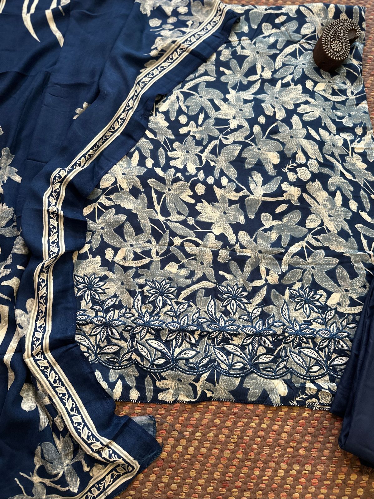 Spun Block Printed Unstitched Set