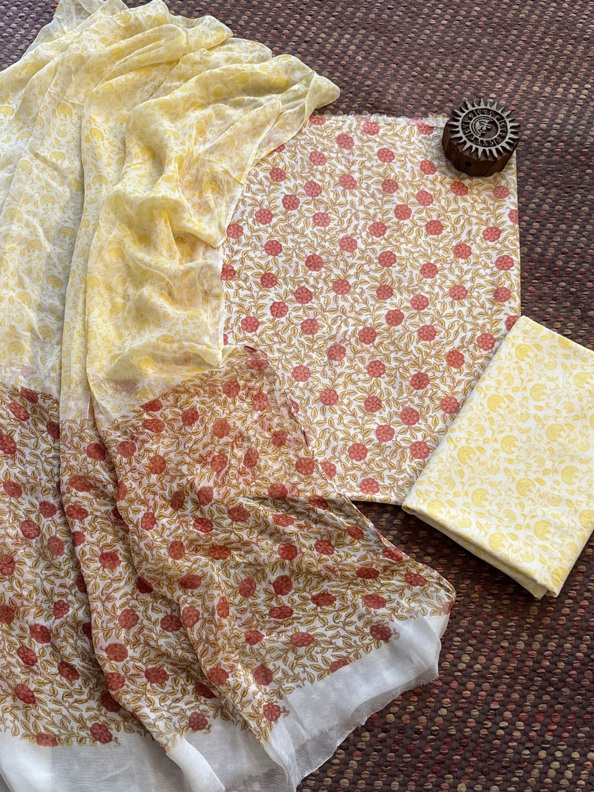 Pure Cotton Unstitched Set with Chiffon Dupatta