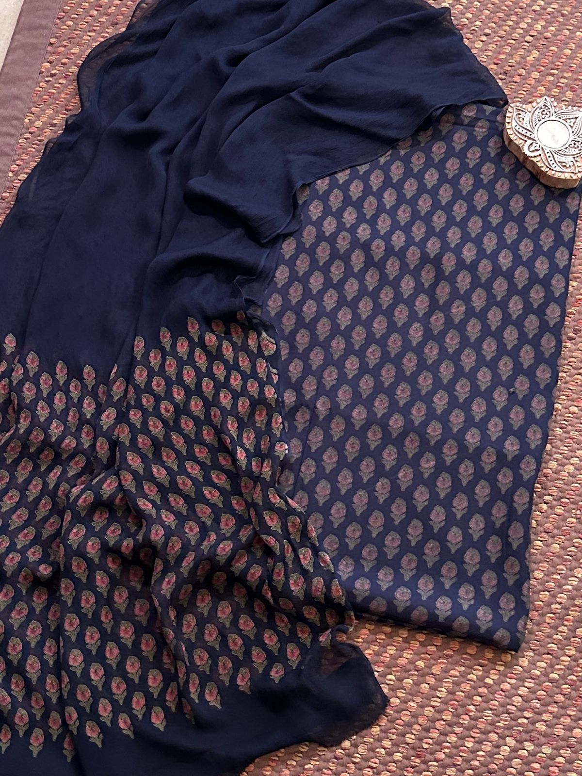 Spun Block Printed Unstitched Set