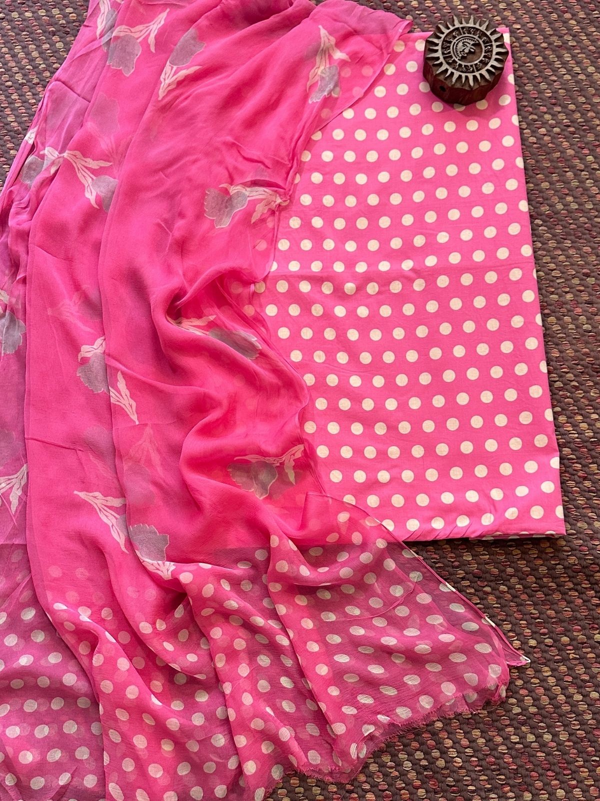 Pure Cotton Unstitched Set with Chiffon Dupatta