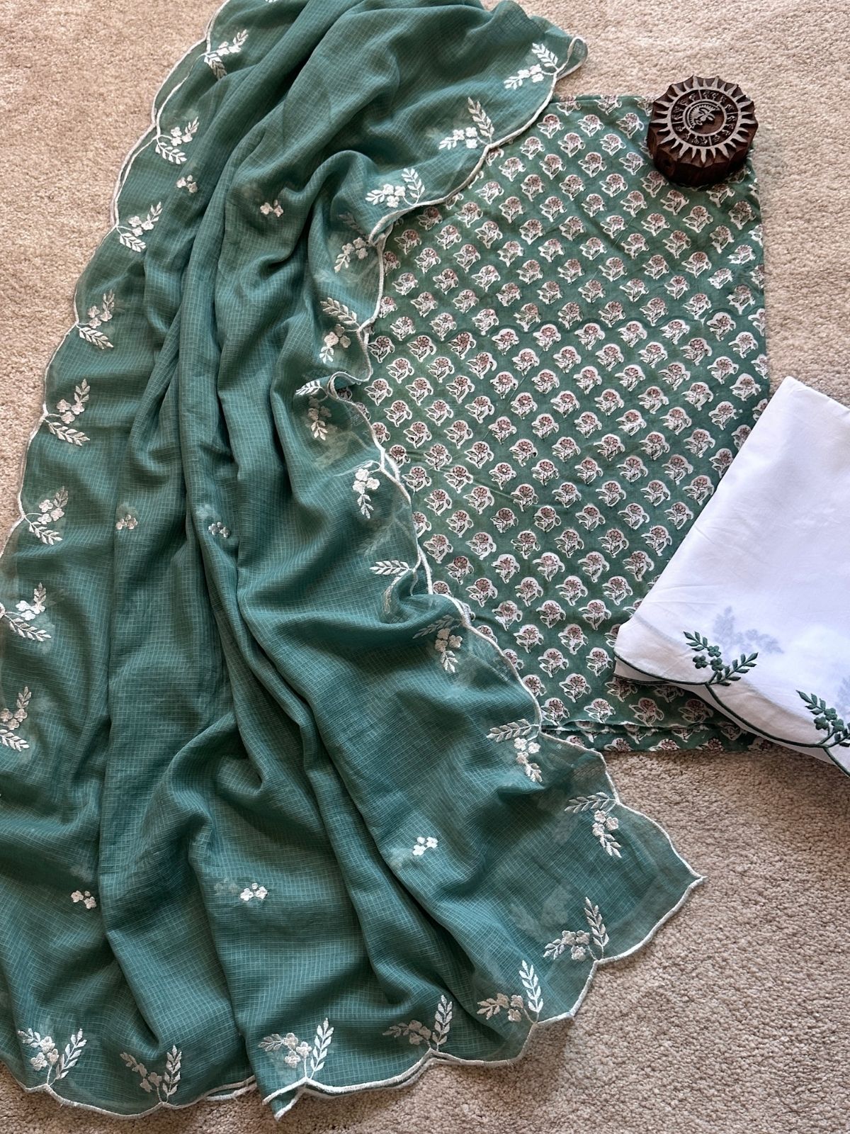Misty Green Hand-blocked Set