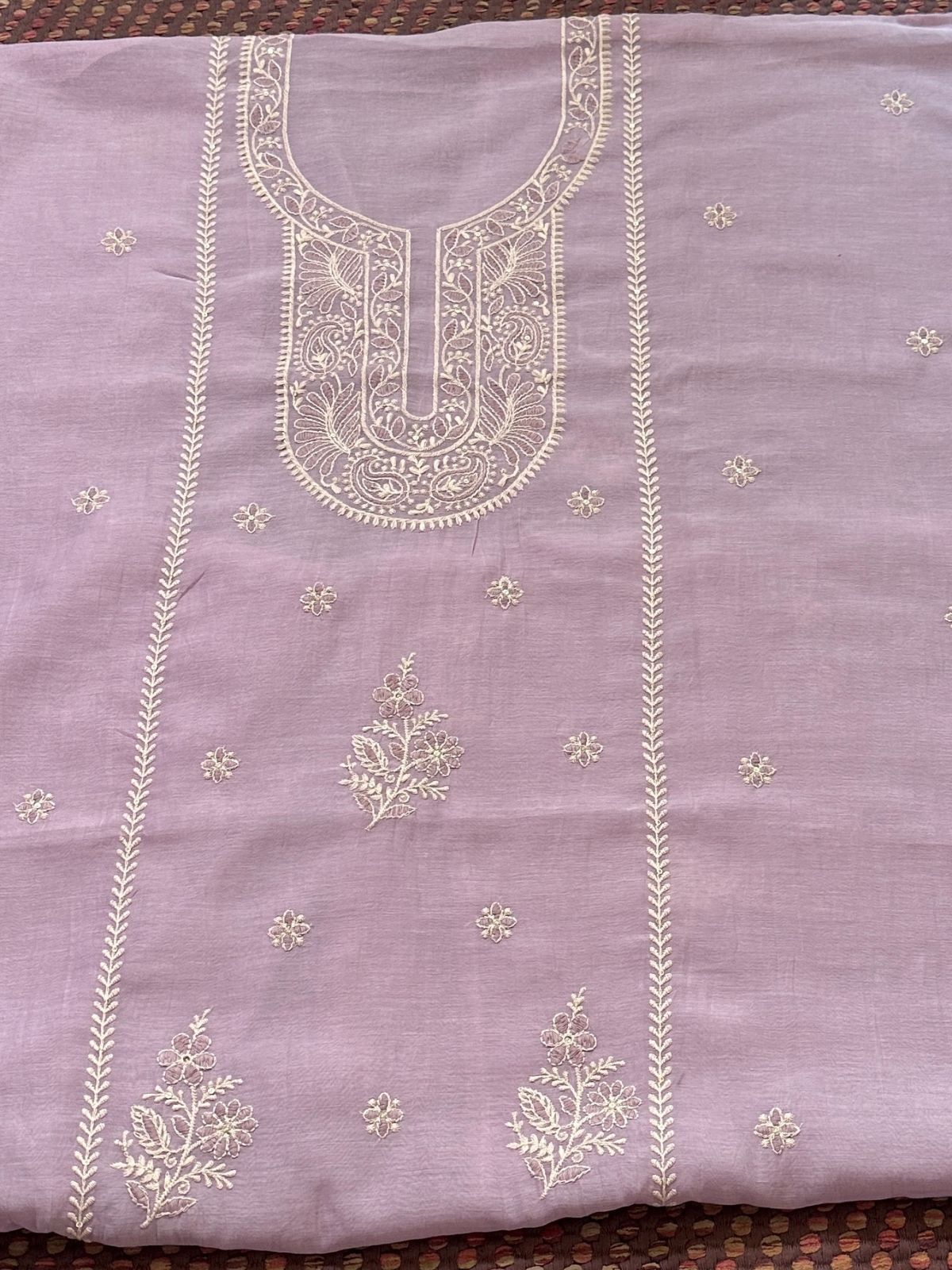 Malmal Maheshwari Silk Embroidered Unstitched Set