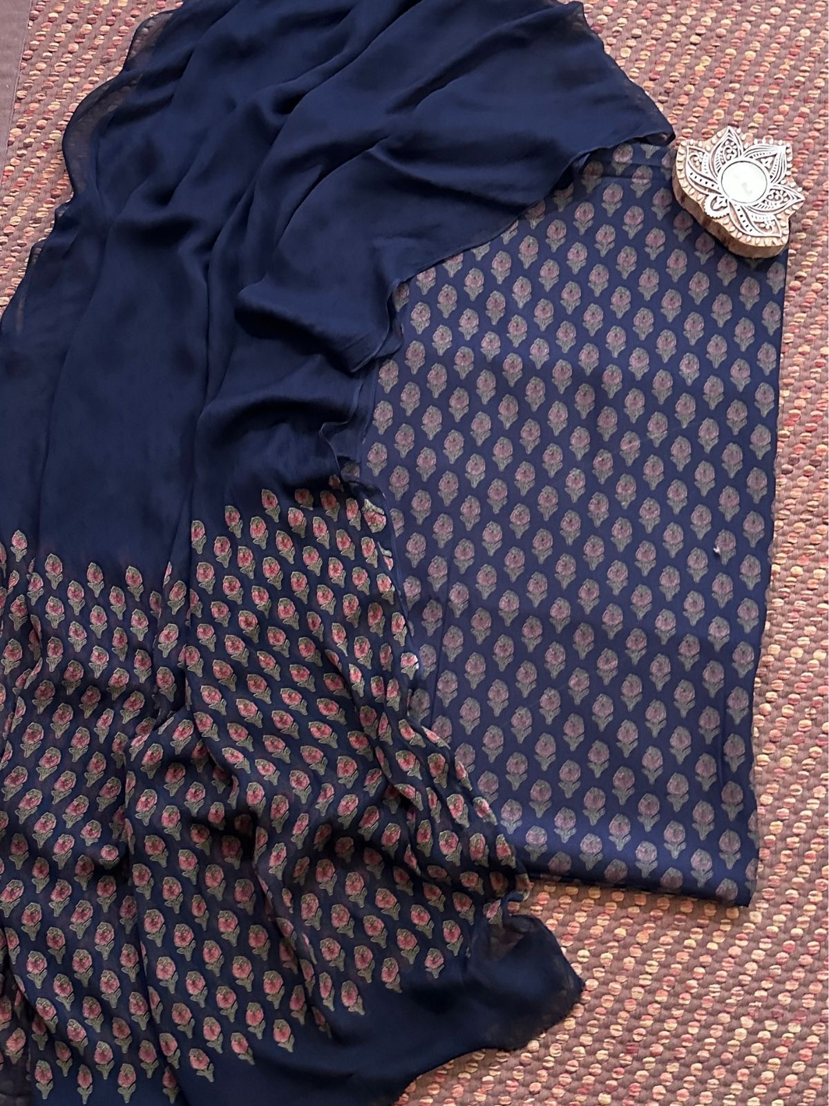 Spun Block Printed Unstitched Set