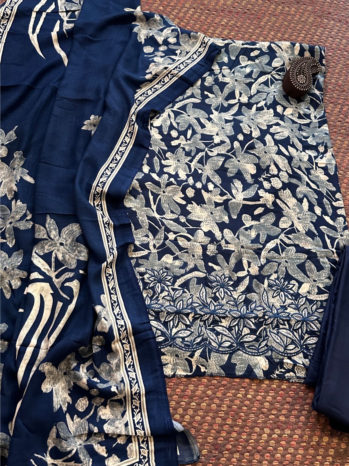 Spun Block Printed Unstitched Set