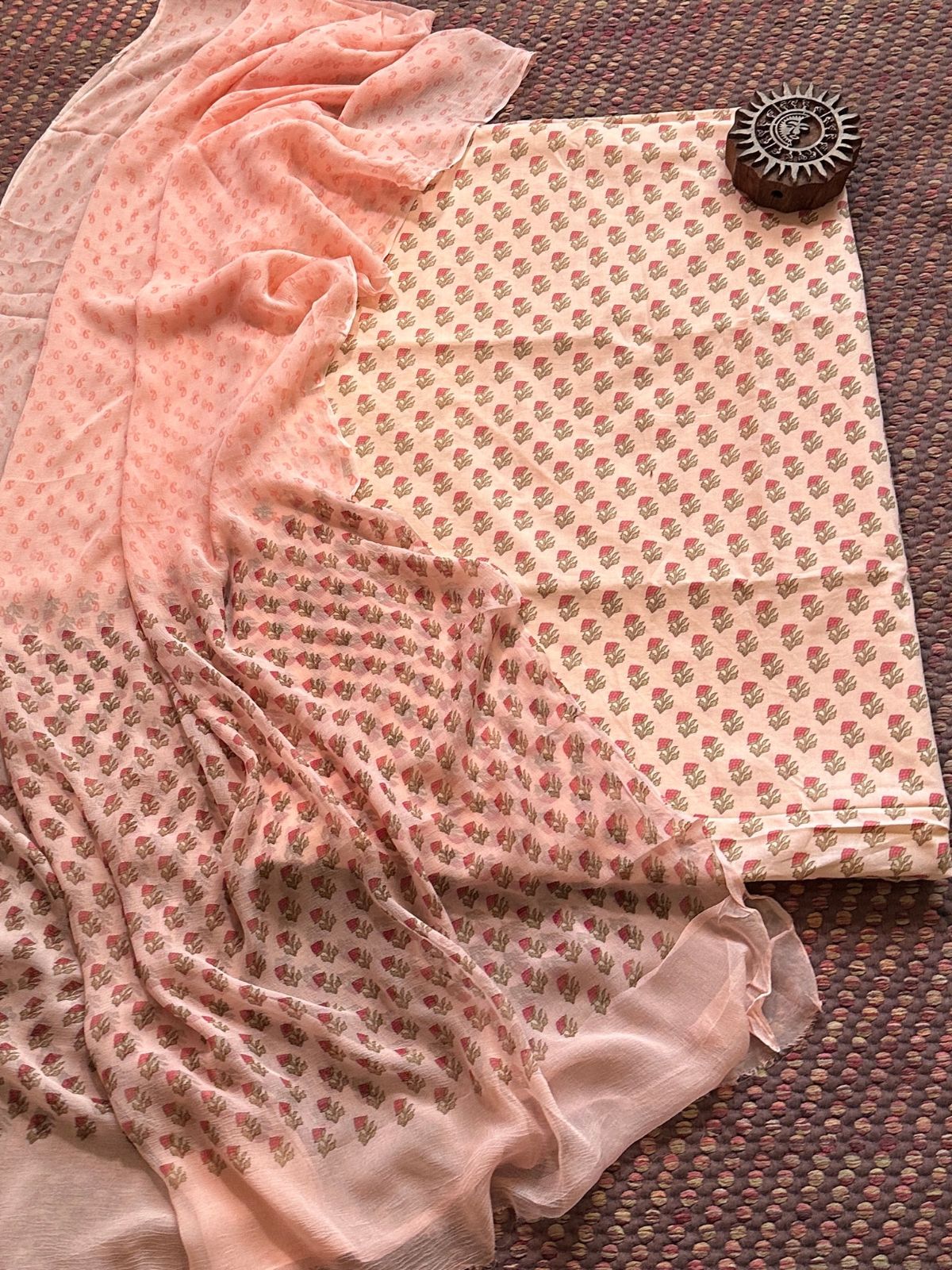 Pure Cotton Unstitched Set with Chiffon Dupatta