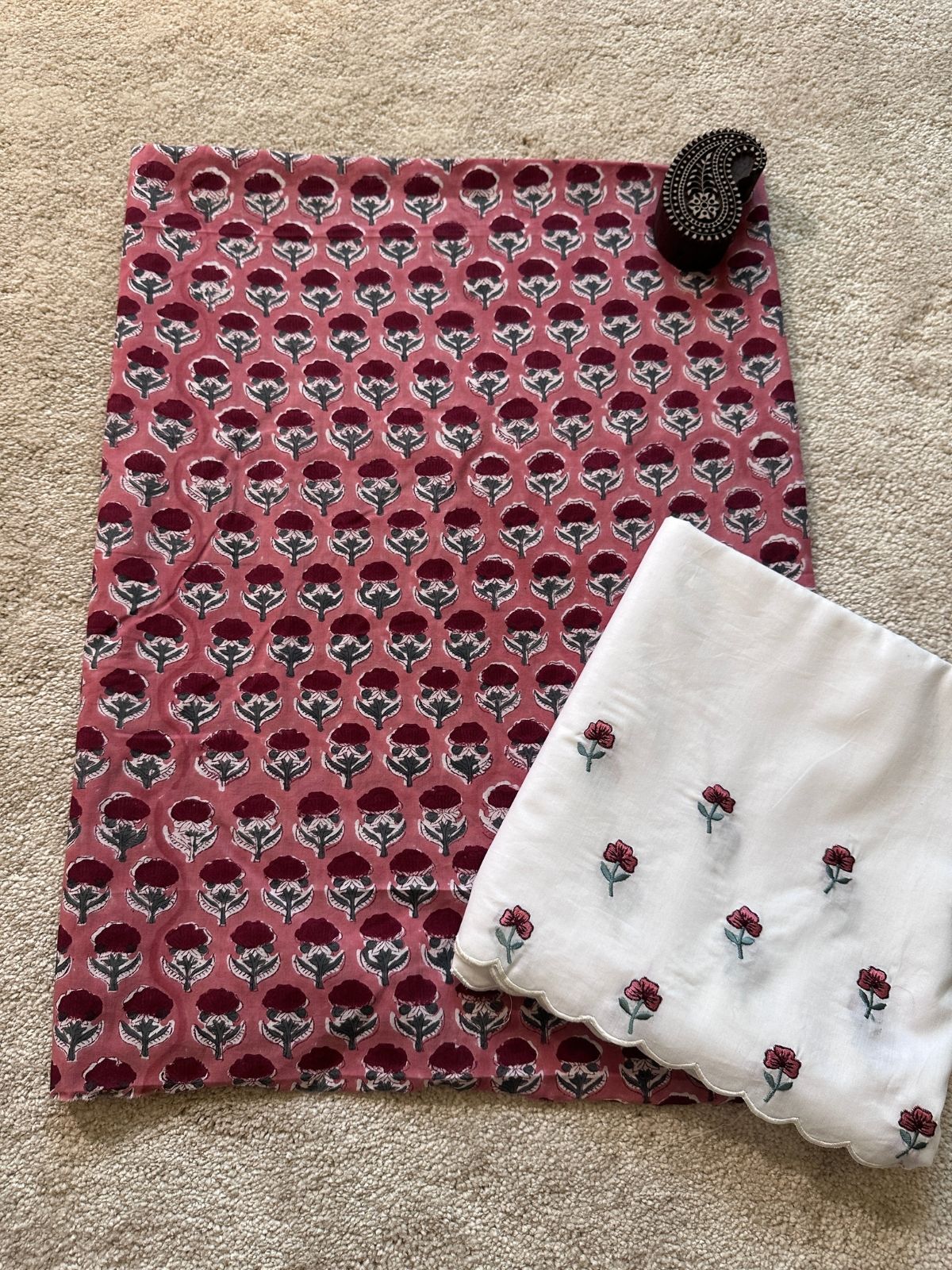 Gulbarg Combo Set- Sanganeri Fabric & Embroidered Bottom