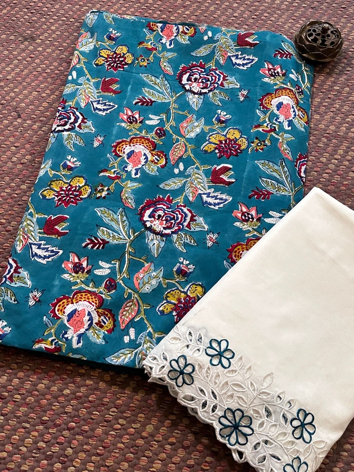 Pure Cotton with Cutwork Bottom Unstitched Set