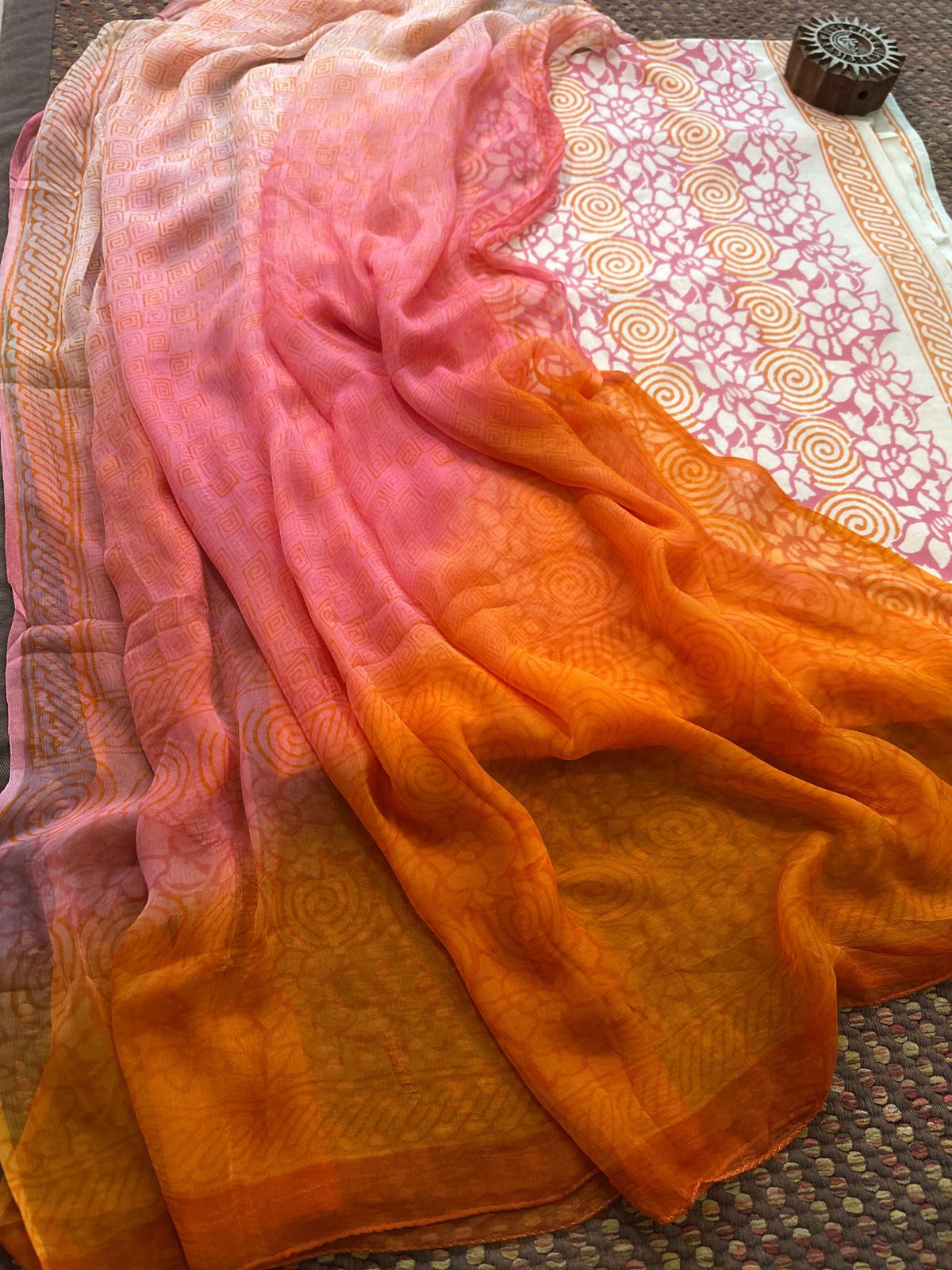Pure Cotton Unstitched Set with pure chiffon Dupatta