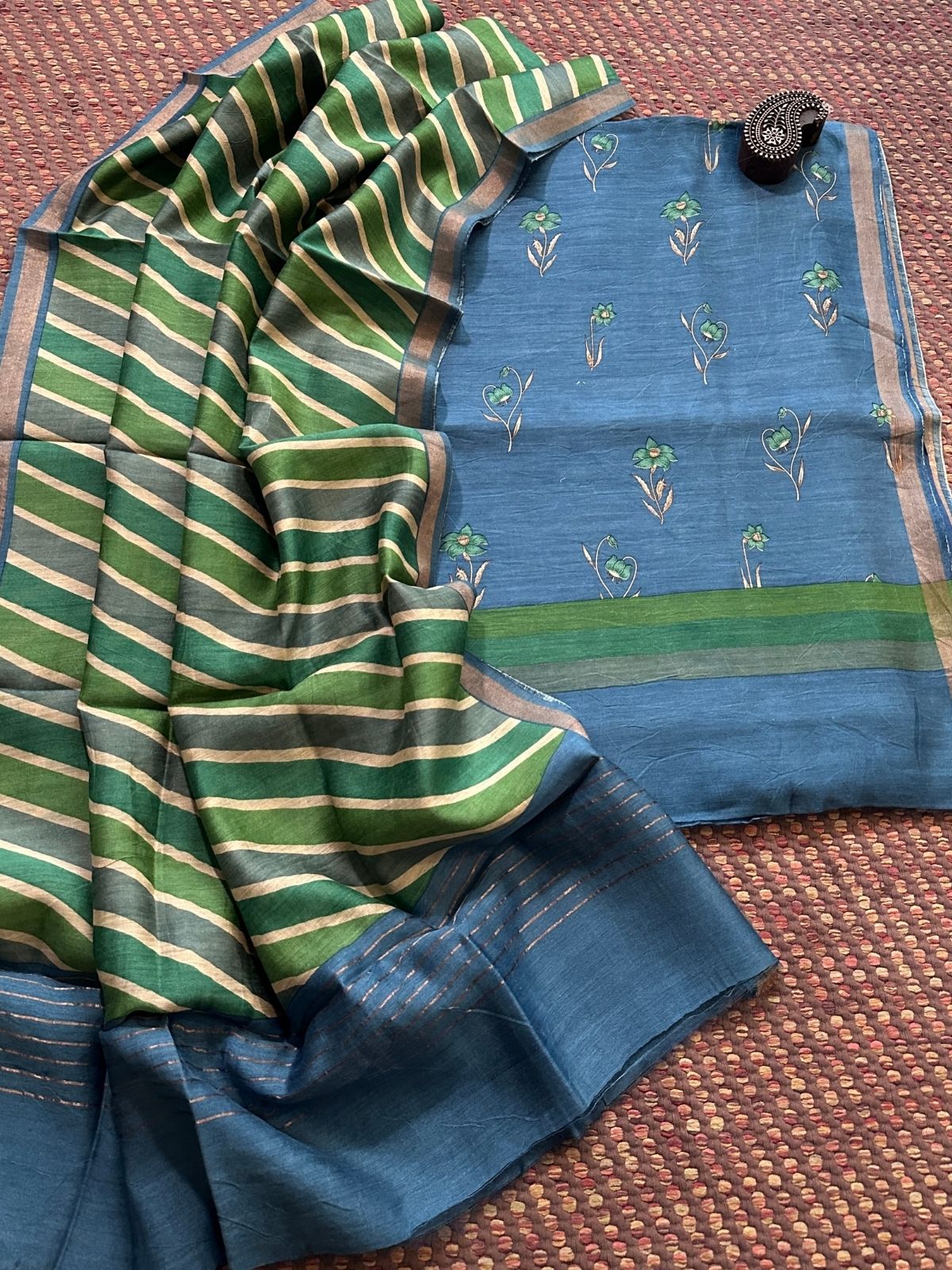 Premium Pure Tussar Silk Unstitched Set