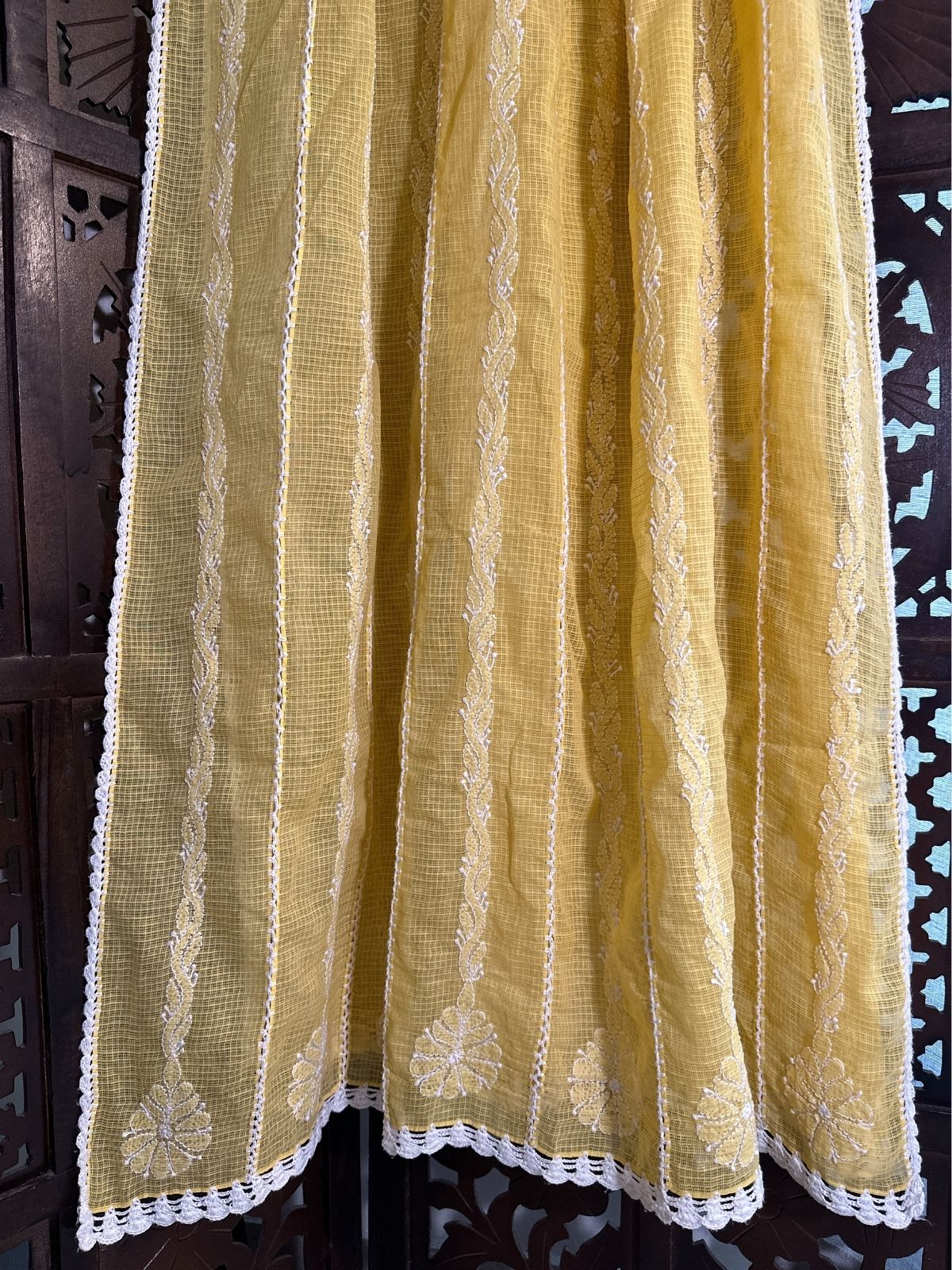 Kota Doria Hand Embroidered Chikankari Dupatta