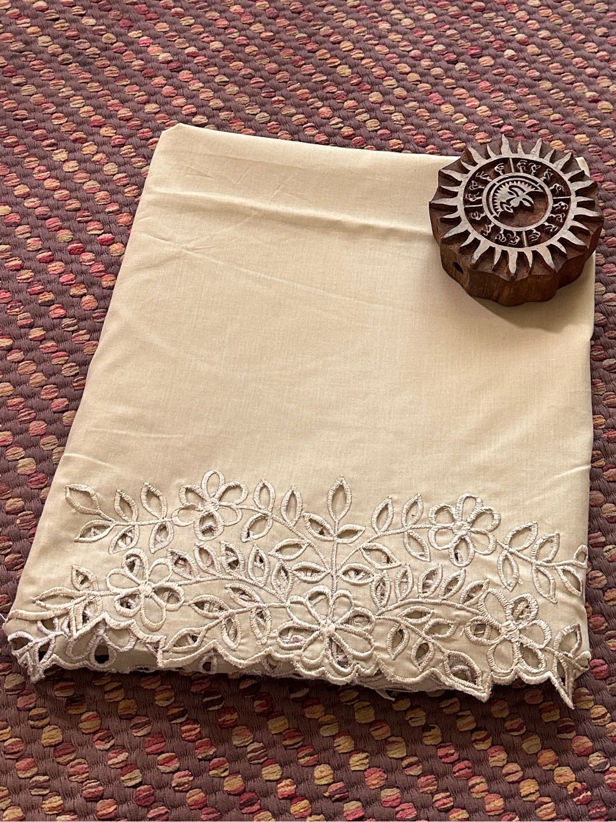 Bottom Wear Cutwork fabric- Beige