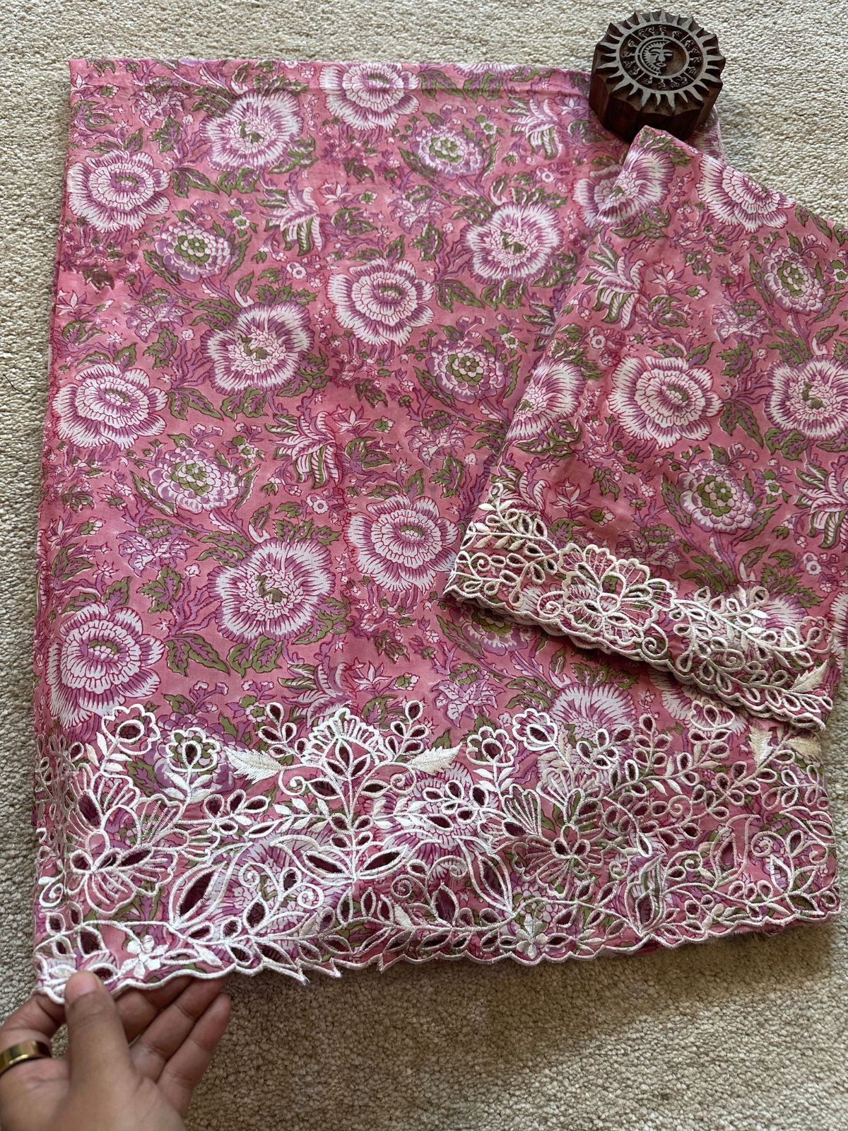 Rose Oasis Set- Coord Set with Cutwork Embroidery