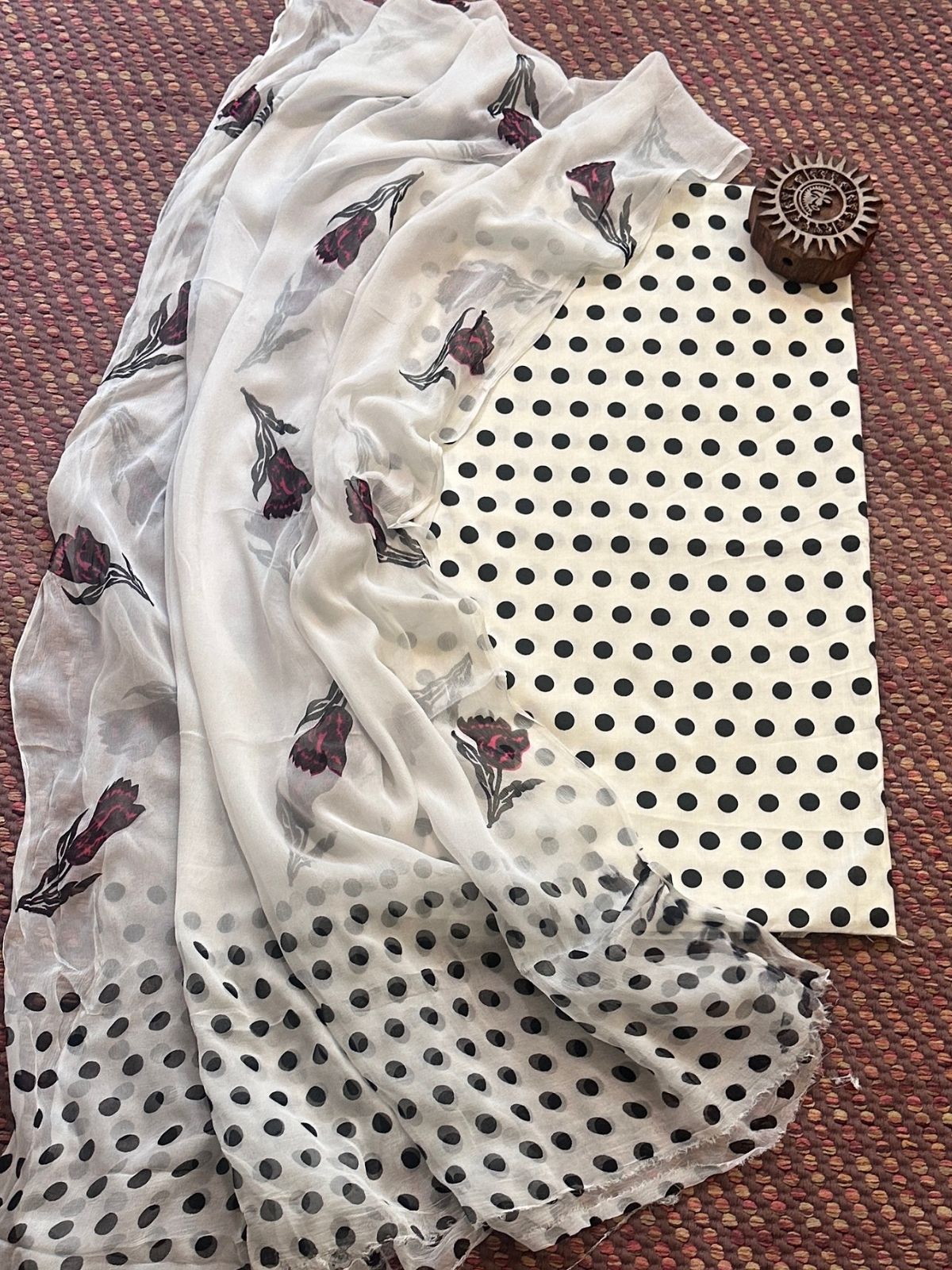 Pure Cotton Unstitched Set with Chiffon Dupatta