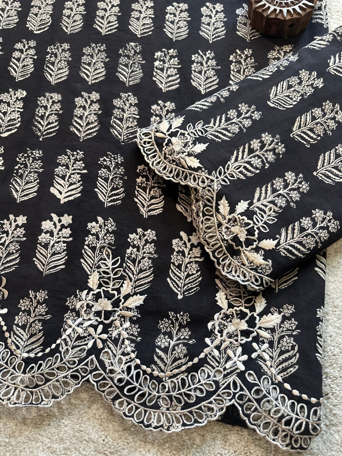 Noir- Coord Set with Cutwork Embroidery