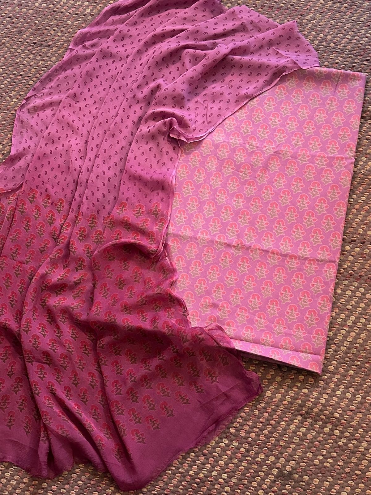 Spun Block Printed Unstitched Set