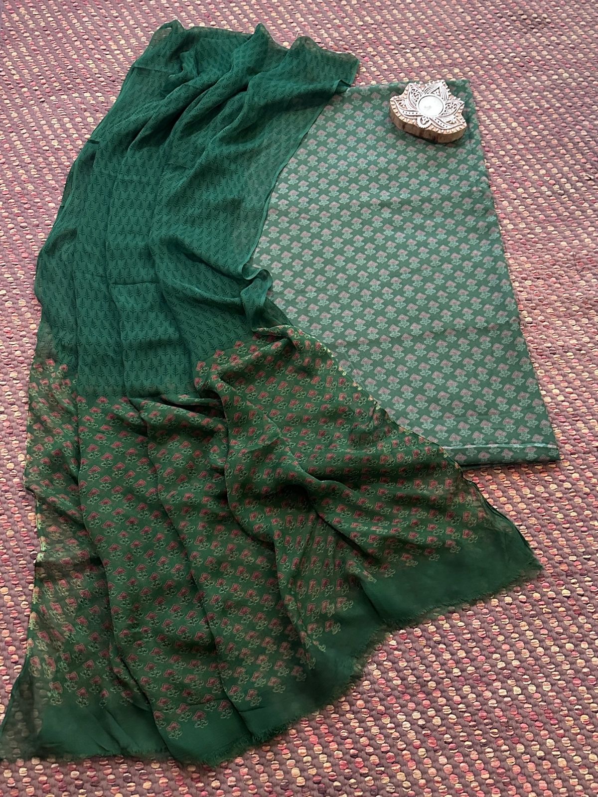 Spun Block Printed Unstitched Set