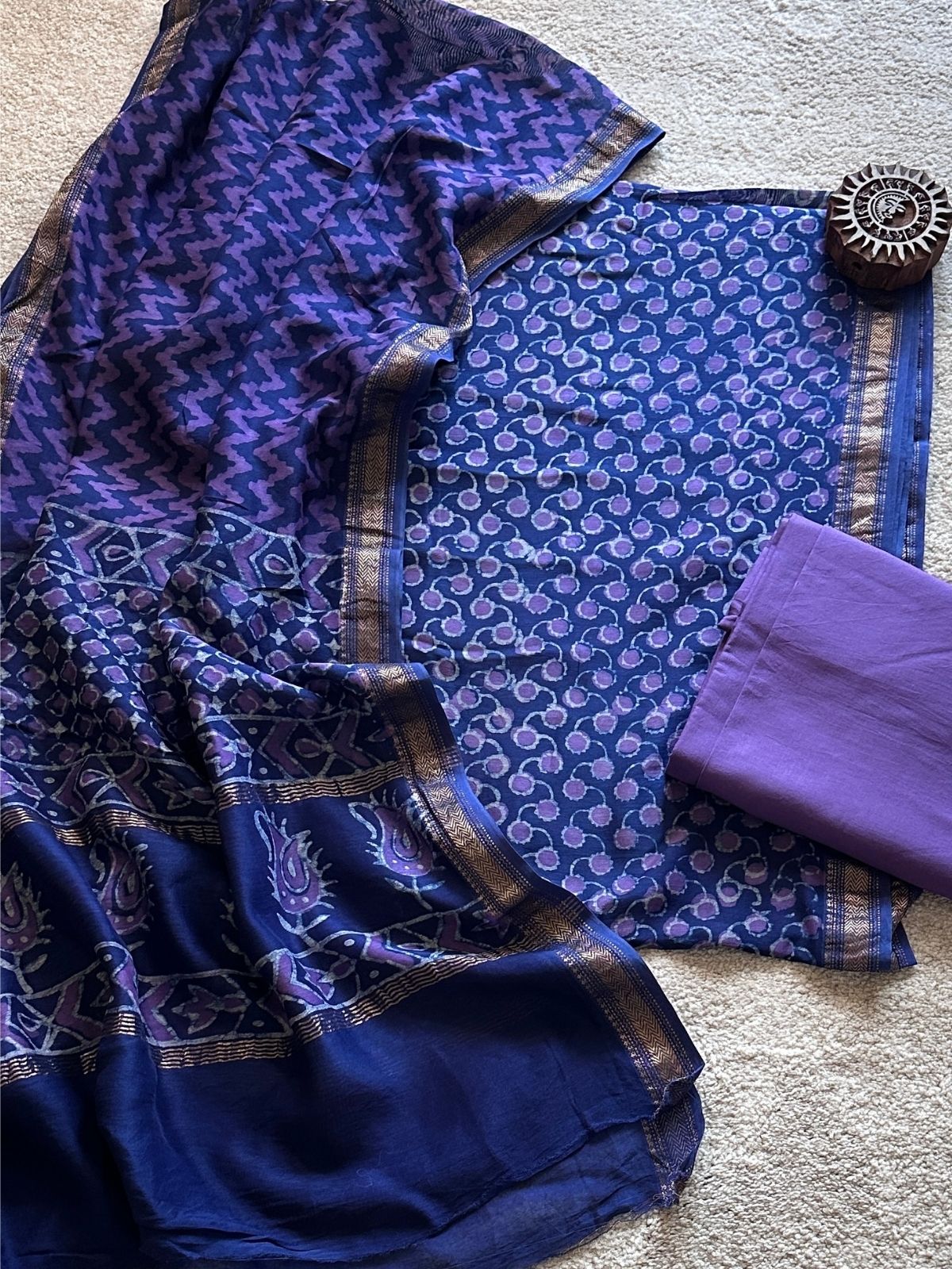 Orchid Dream - Maheshwari Silk Unstitched Set