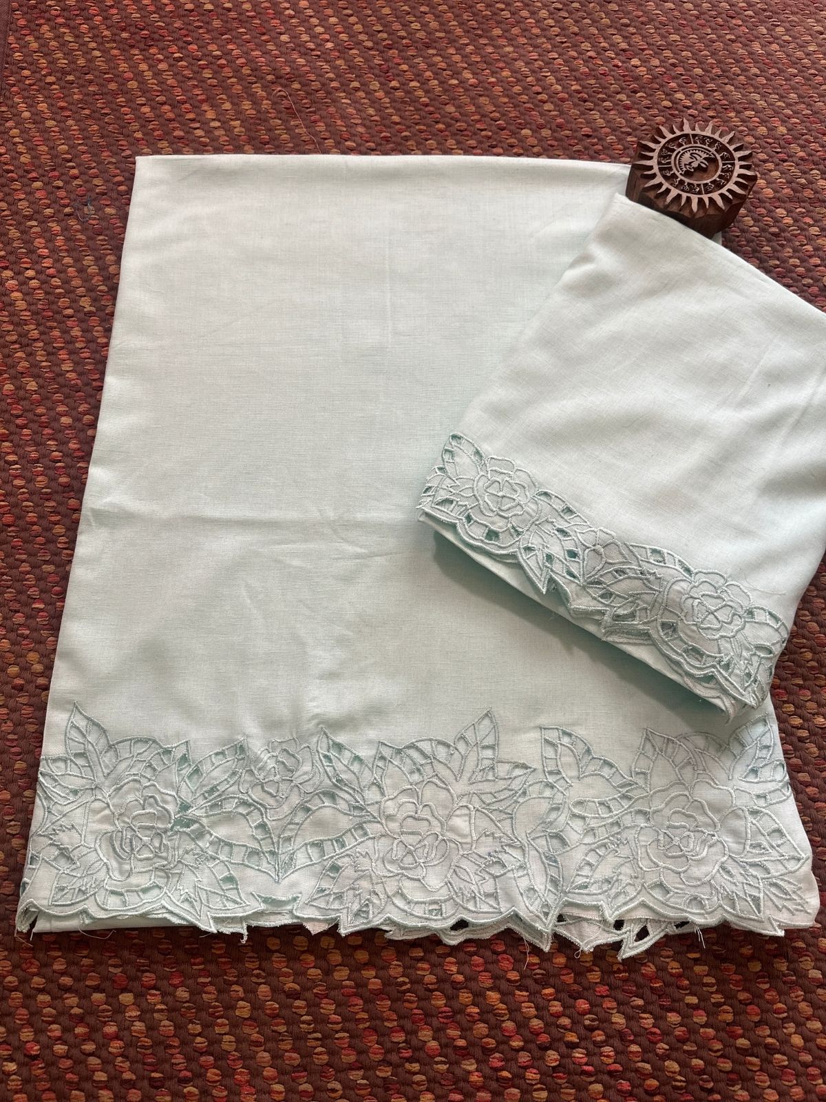 Exclusive Linen Cotton Coord Set with Cutwork Embroidery - Top & Bottom