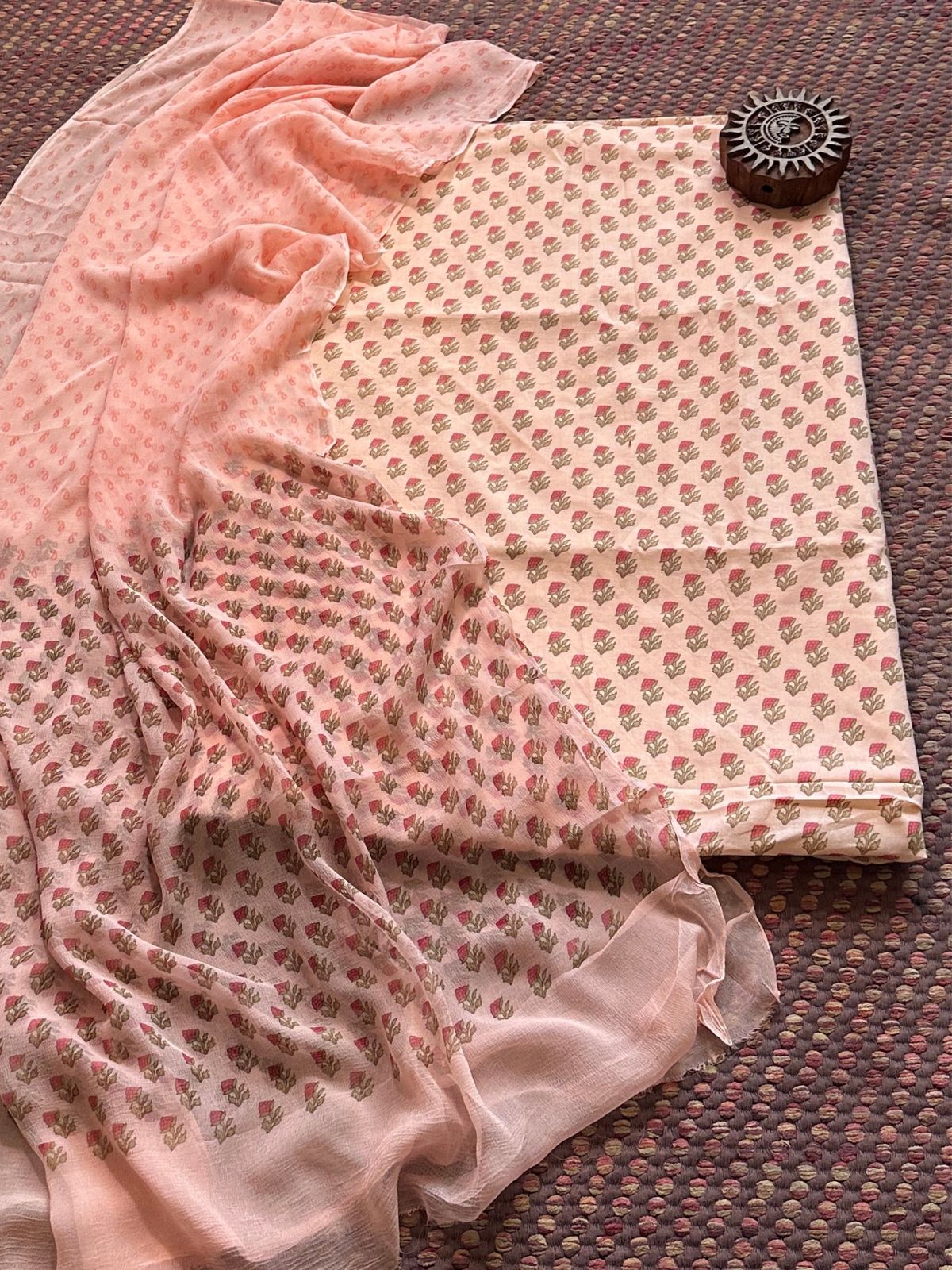 Pure Cotton Unstitched Set with Chiffon Dupatta