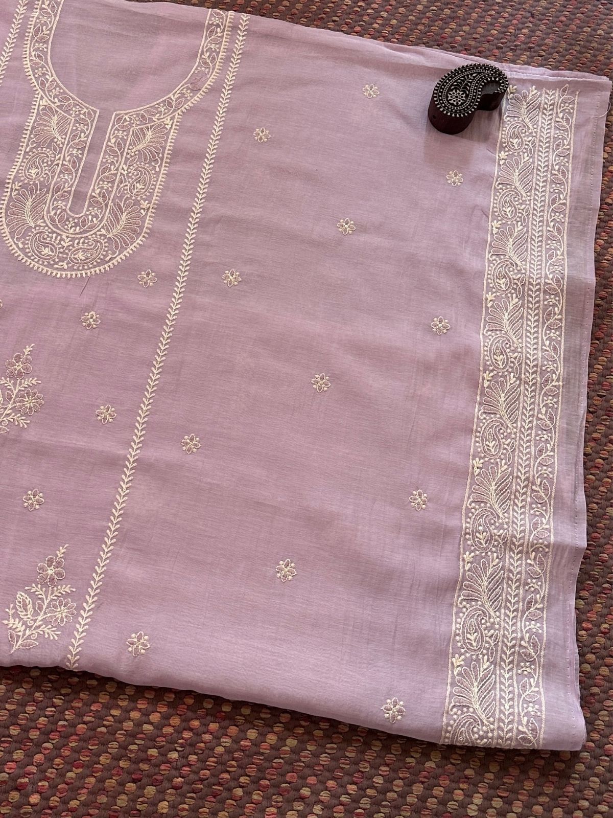 Malmal Maheshwari Silk Embroidered Unstitched Set