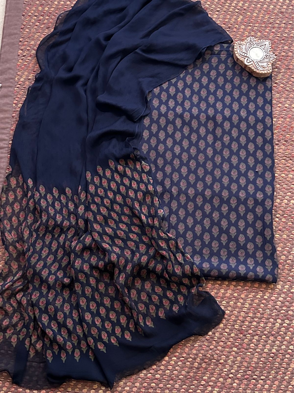 Spun Block Printed Unstitched Set