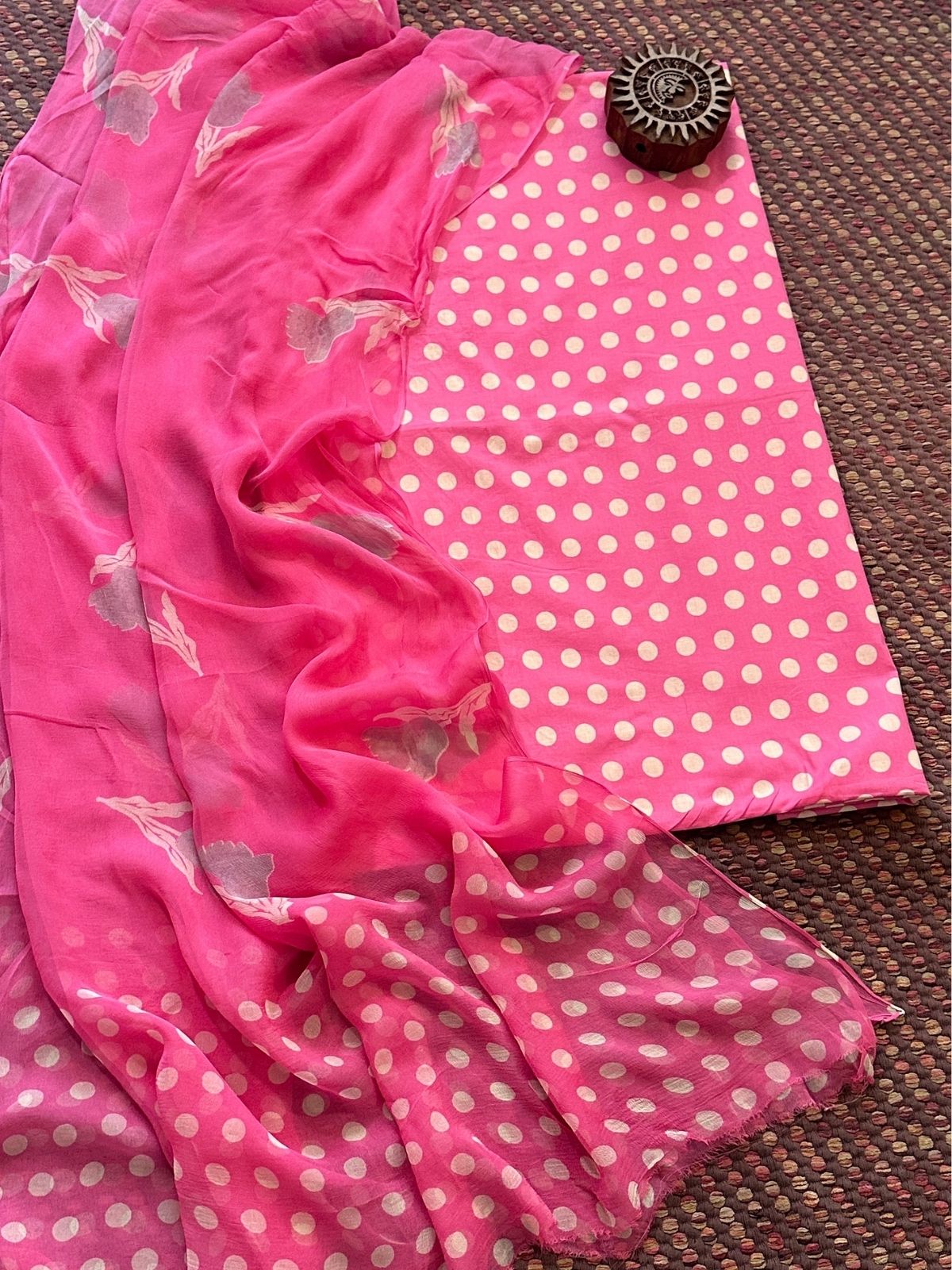 Pure Cotton Unstitched Set with Chiffon Dupatta