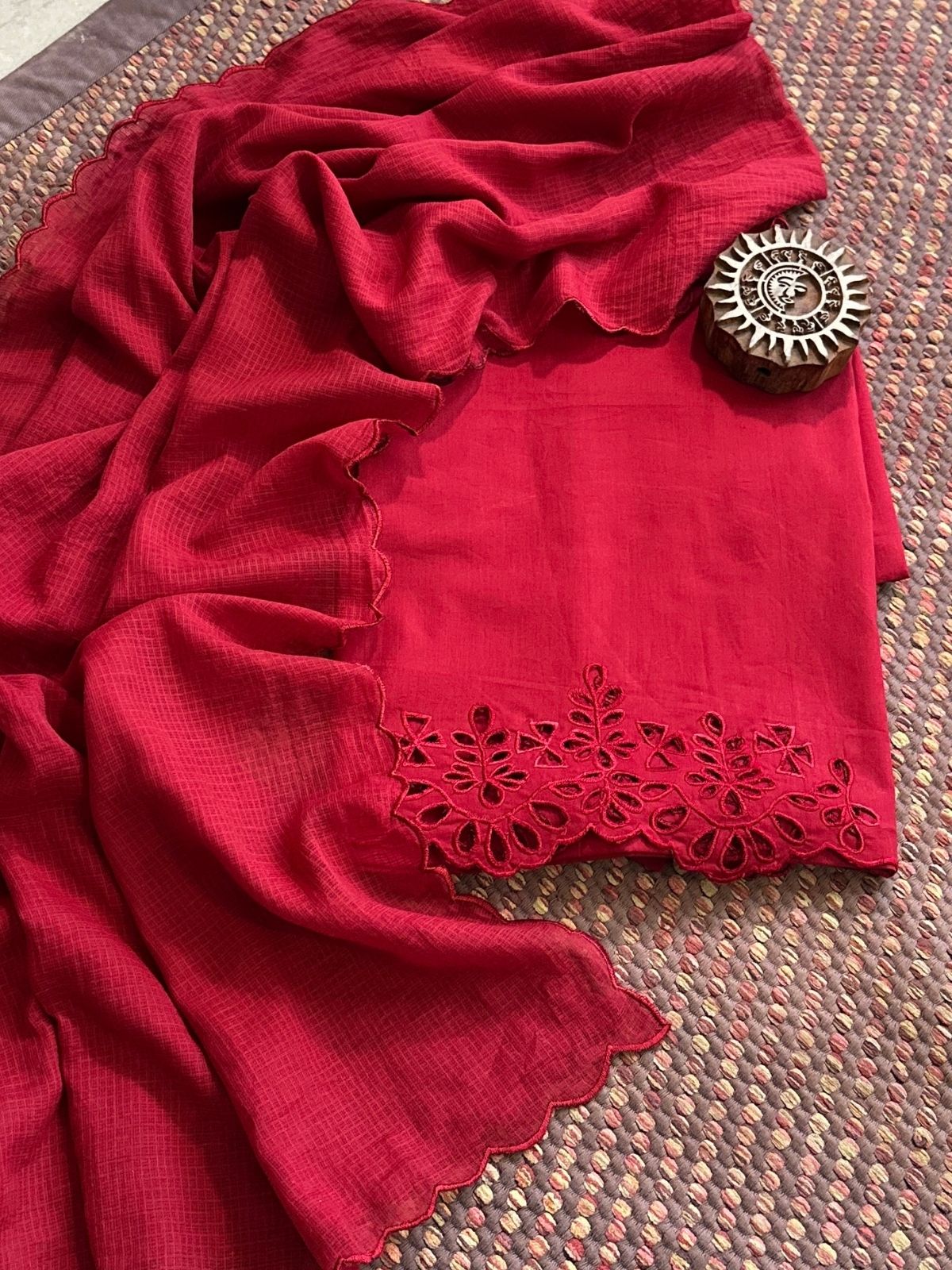 Bottom Wear Fabric with Cutwork Embroidery & Dupatta Set