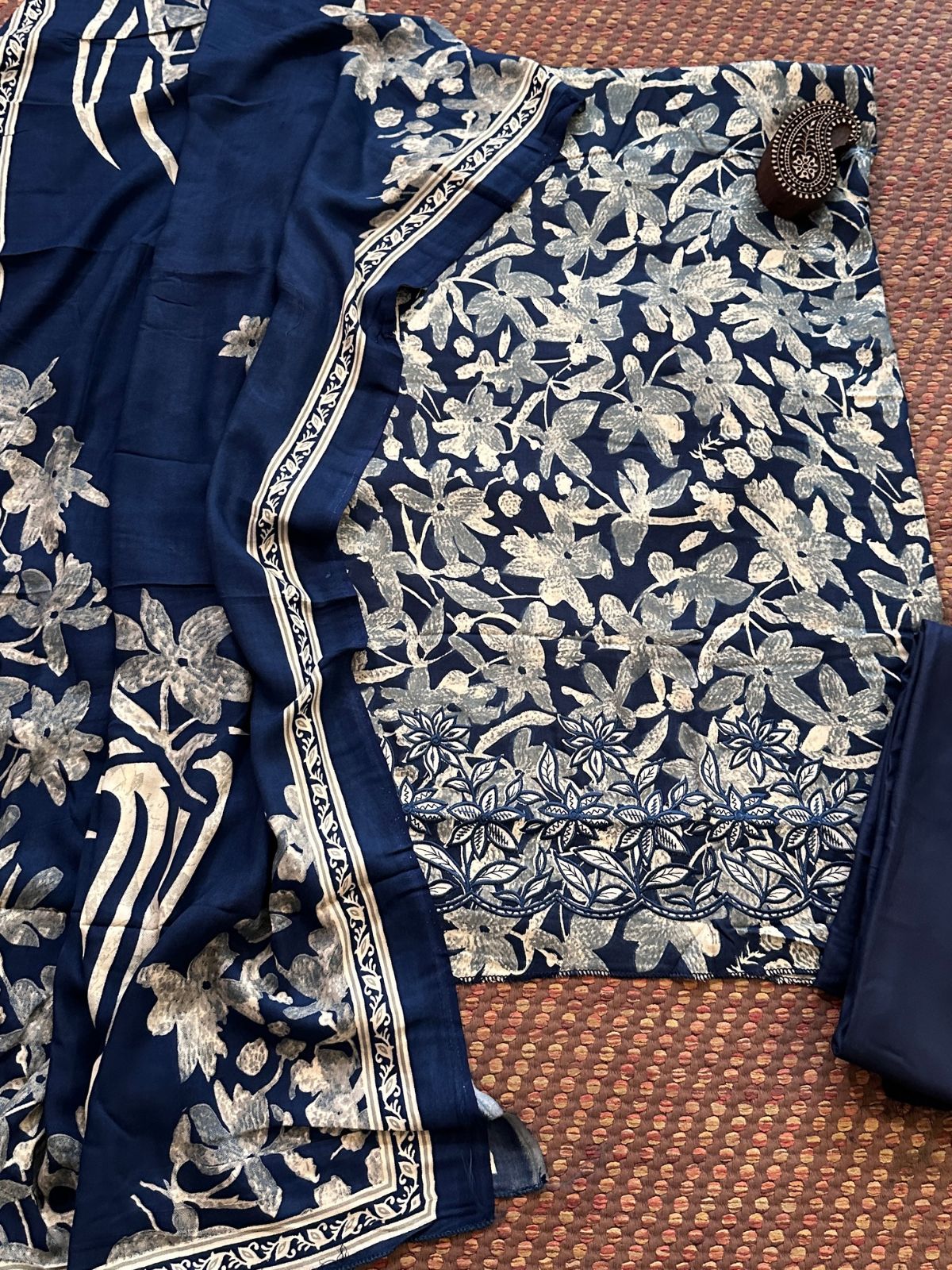 Spun Block Printed Unstitched Set