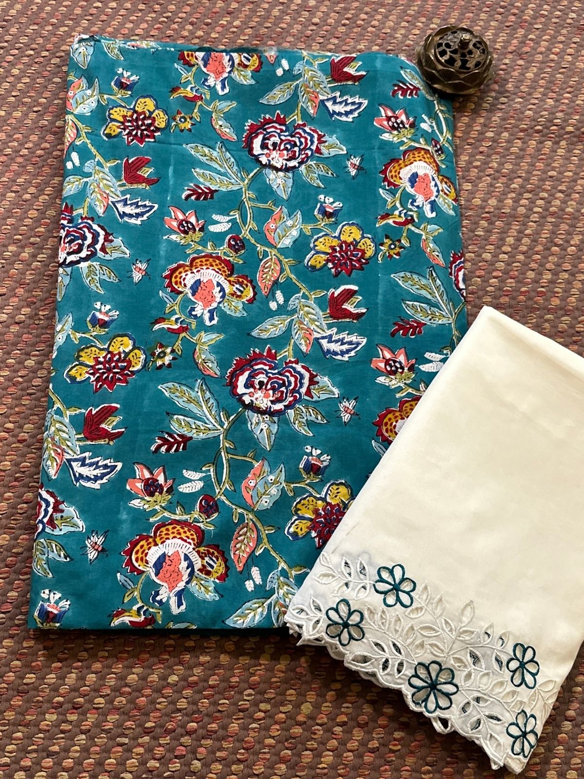 Pure Cotton with Cutwork Bottom Unstitched Set