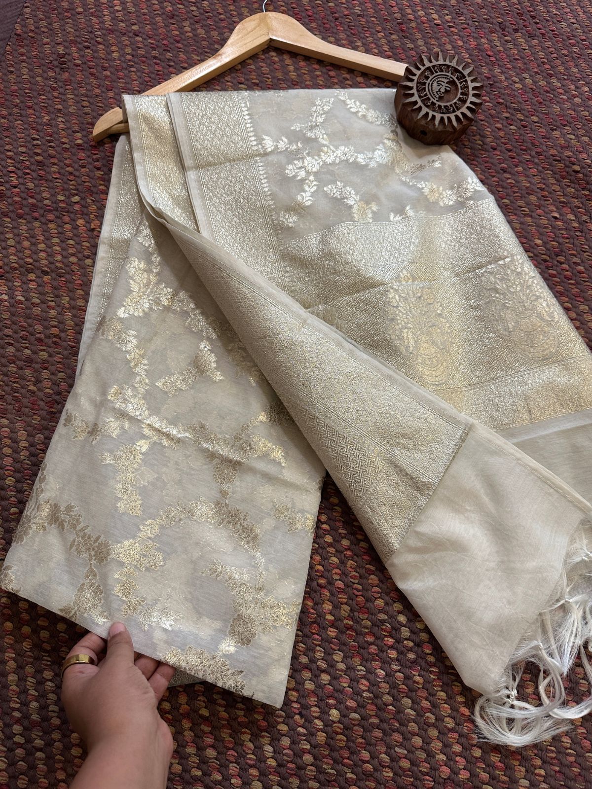 Chanderi Silk Flower Motif Dupatta