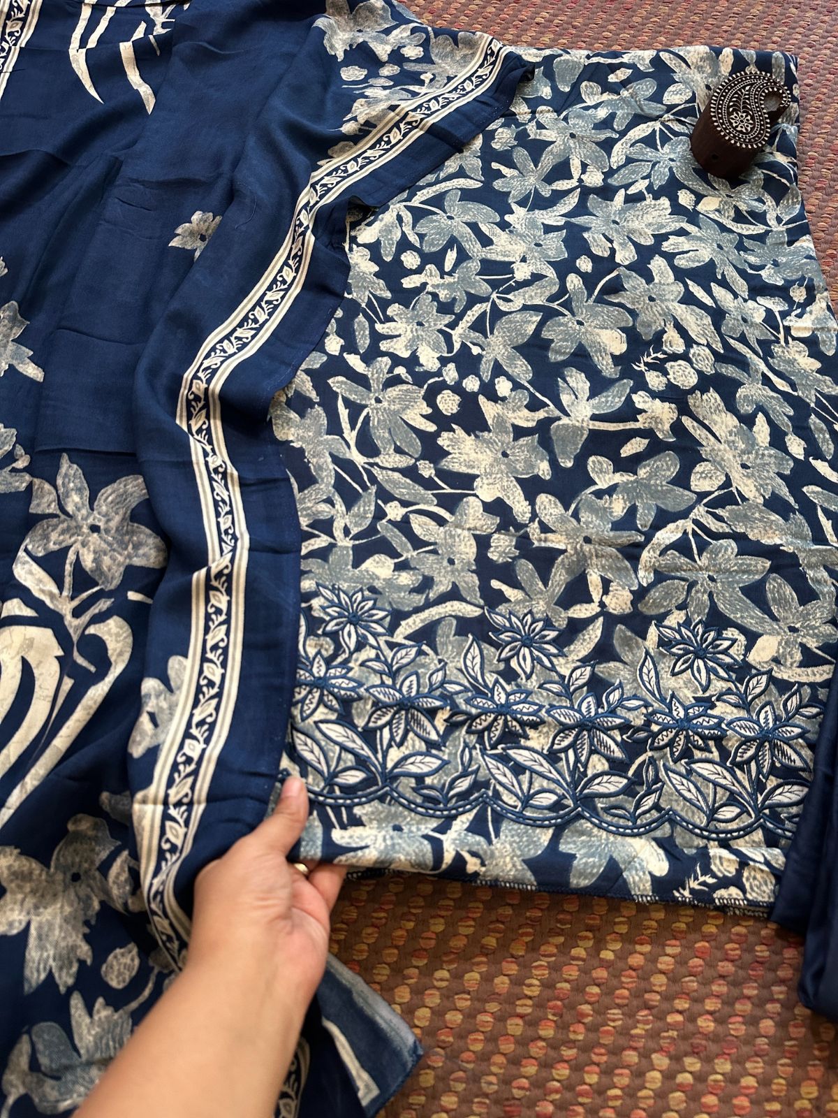Spun Block Printed Unstitched Set