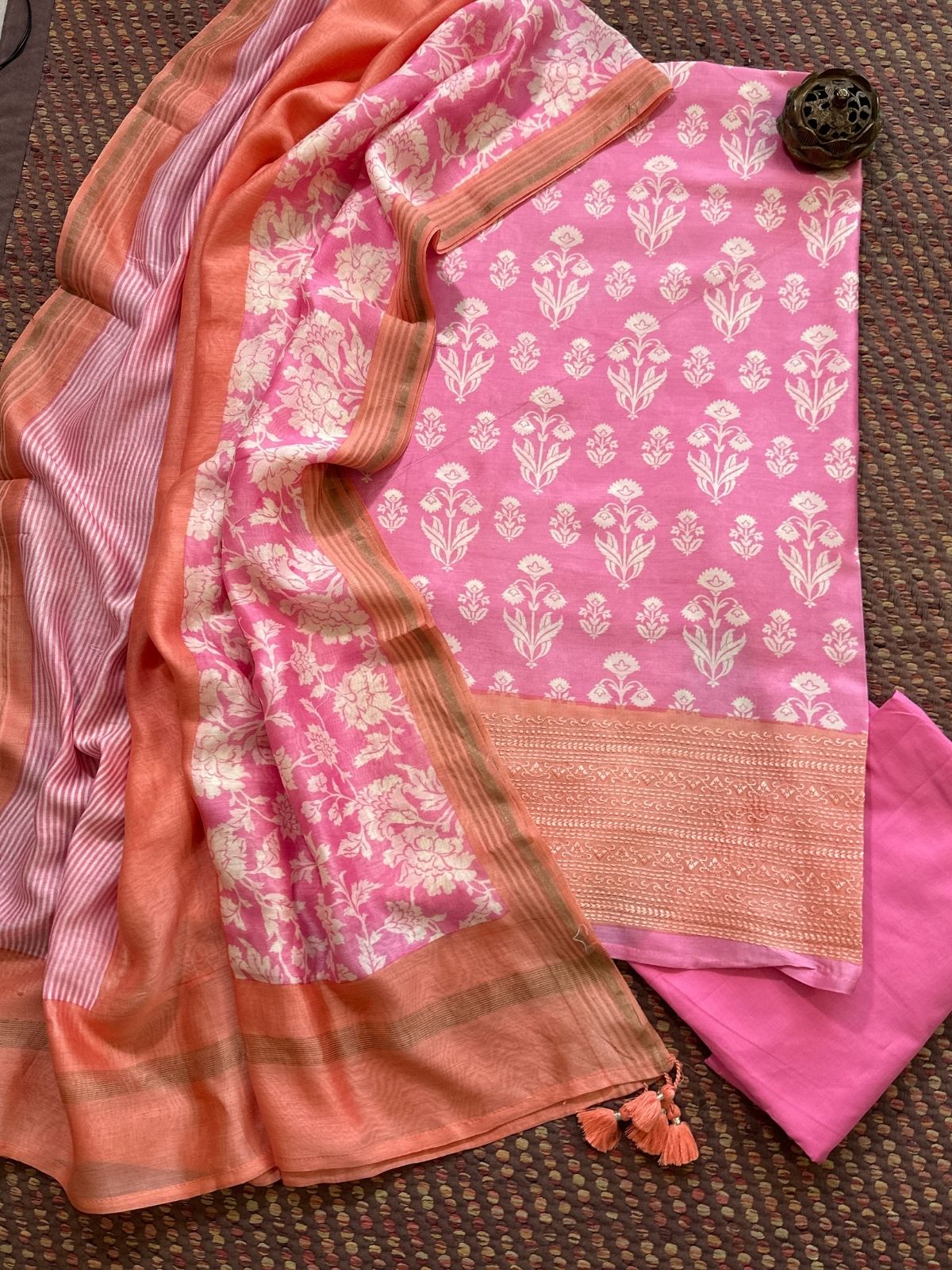 Premium Maheshwari Silk Unstitched Set
