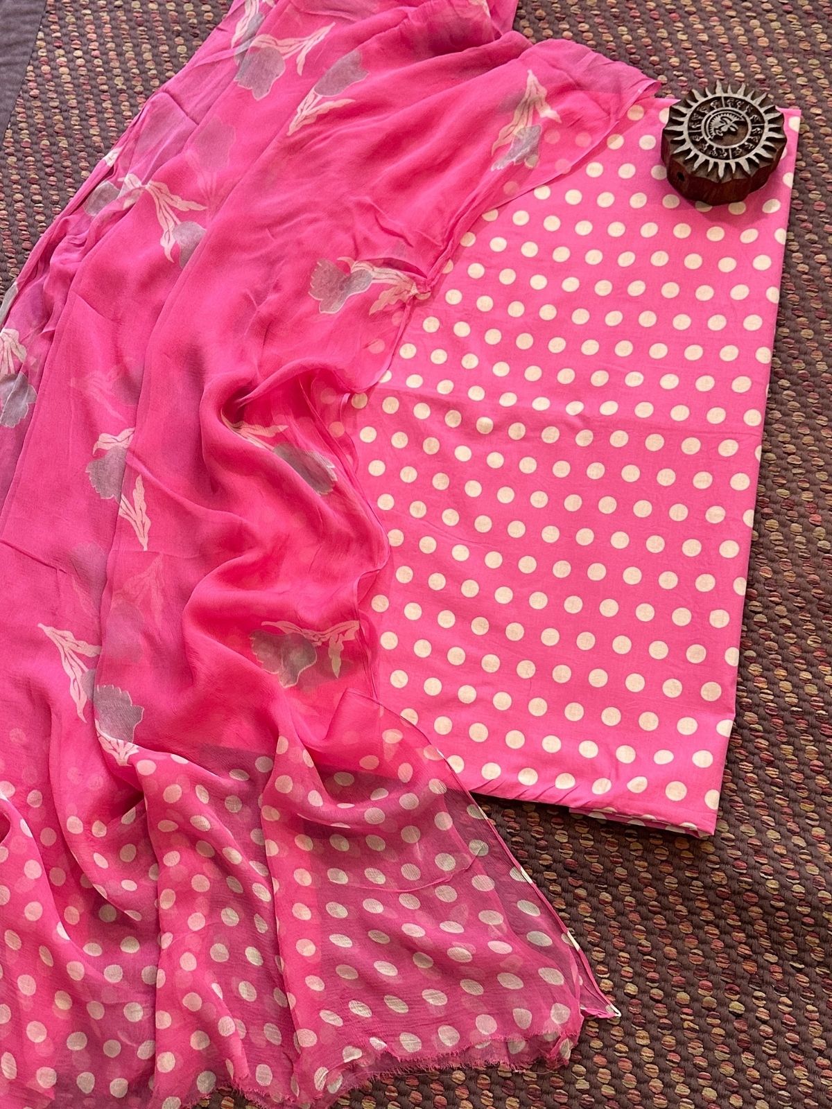 Pure Cotton Unstitched Set with Chiffon Dupatta