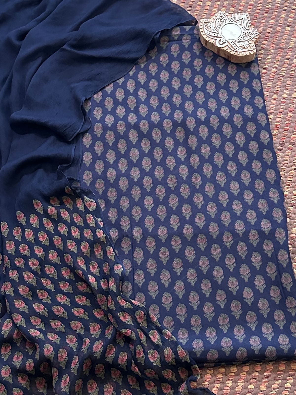 Spun Block Printed Unstitched Set