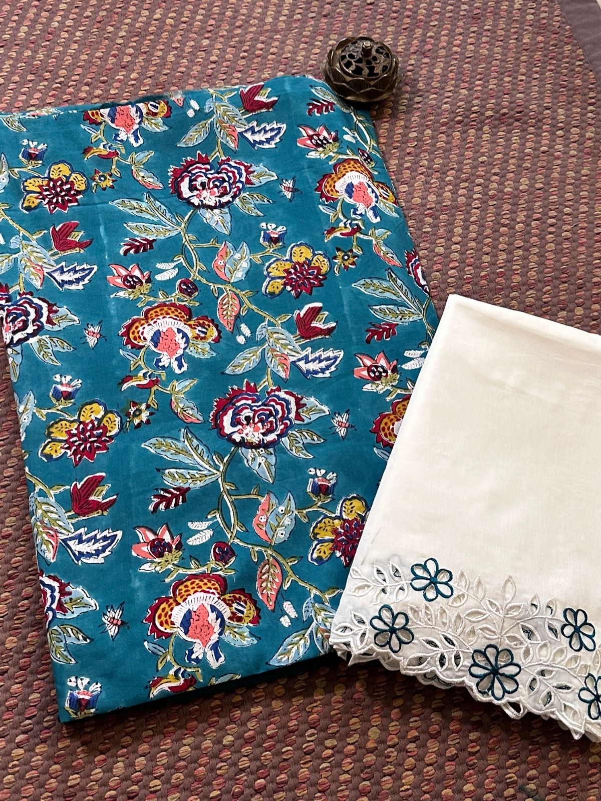 Pure Cotton with Cutwork Bottom Unstitched Set