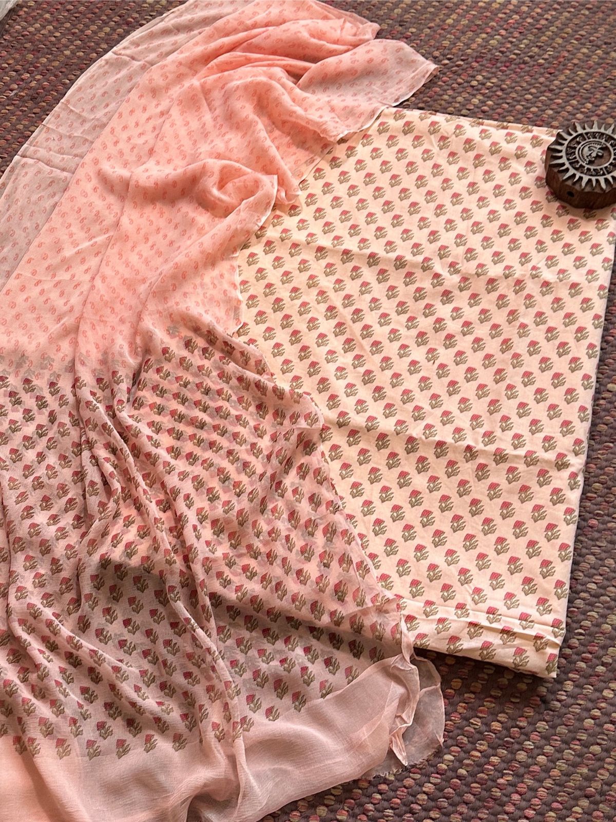 Pure Cotton Unstitched Set with Chiffon Dupatta