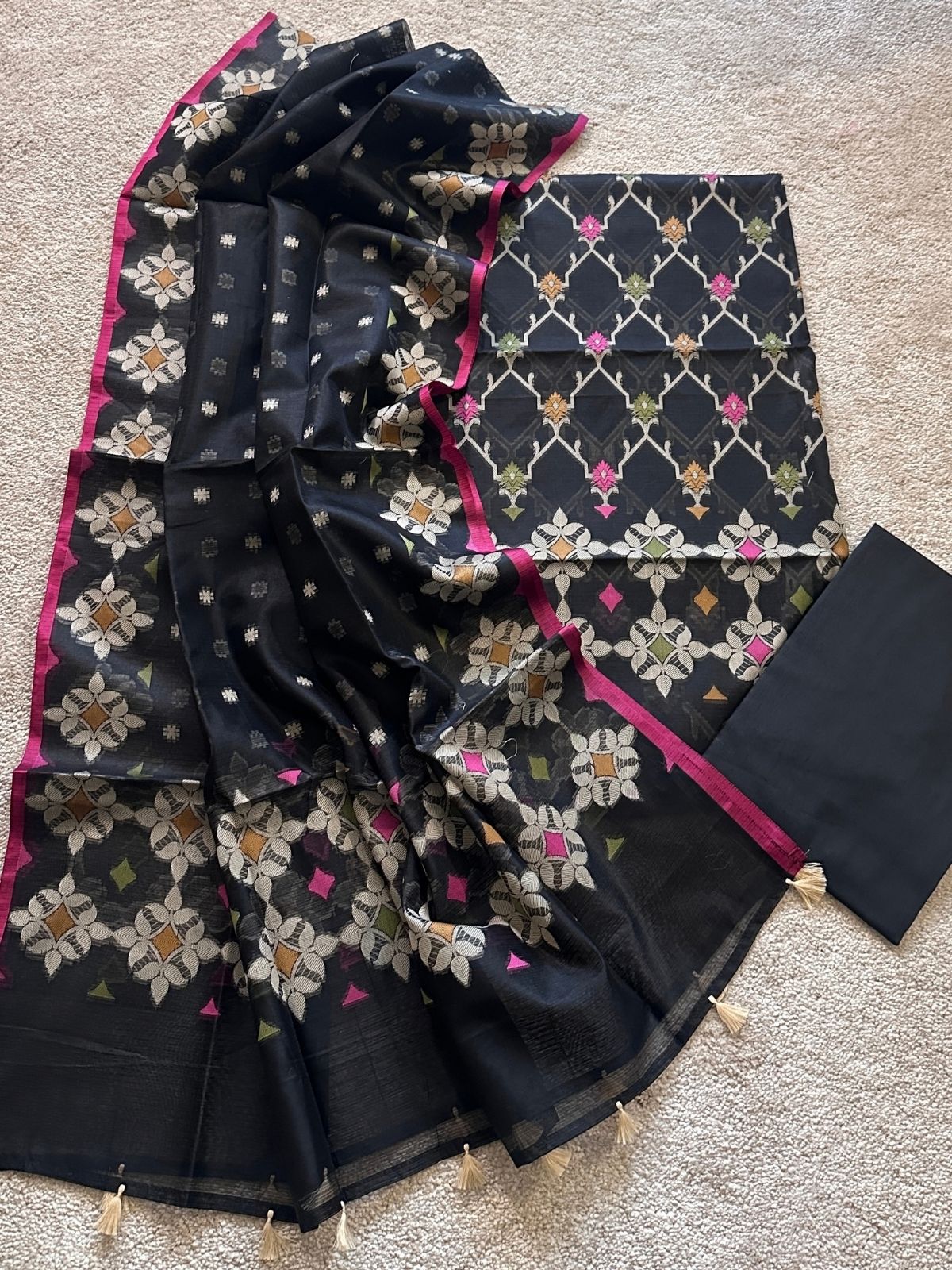Kaashni- Jamdani Cotton Unstitched Set