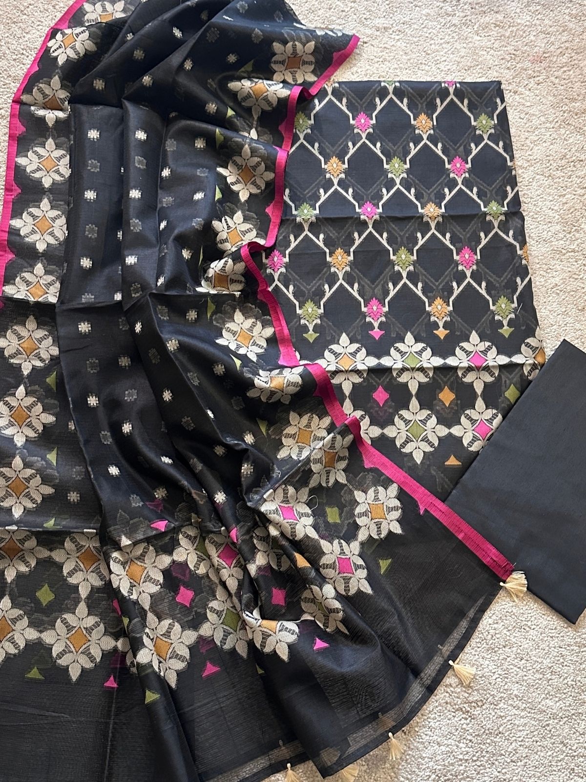 Kaashni- Jamdani Cotton Unstitched Set