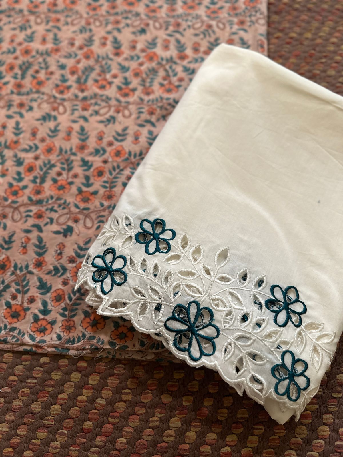 Pure Cotton with Cutwork Bottom Unstitched Set