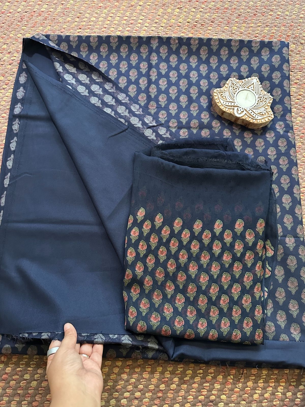 Spun Block Printed Unstitched Set