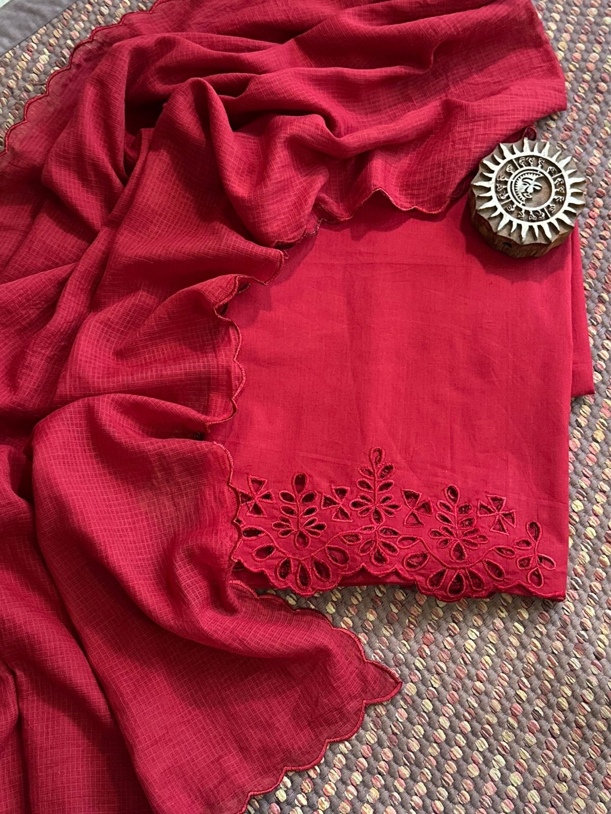 Bottom Wear Fabric with Cutwork Embroidery & Dupatta Set