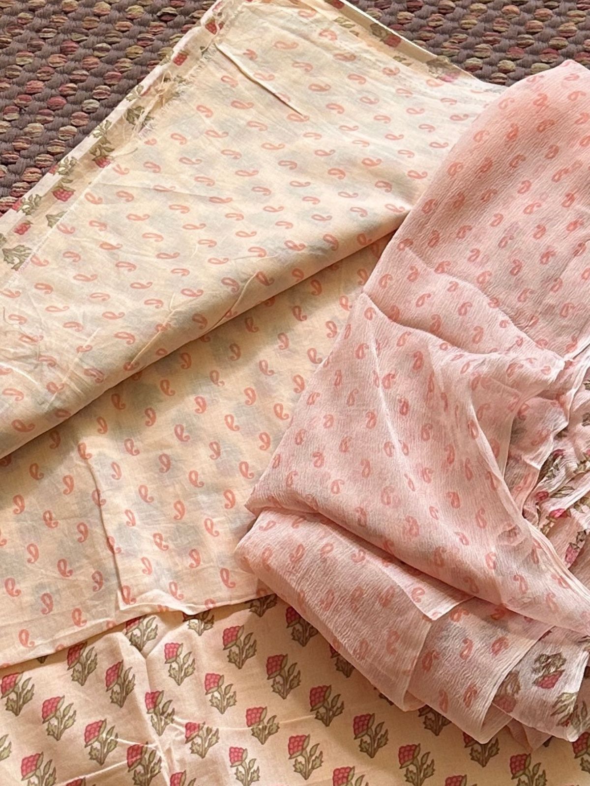 Pure Cotton Unstitched Set with Chiffon Dupatta