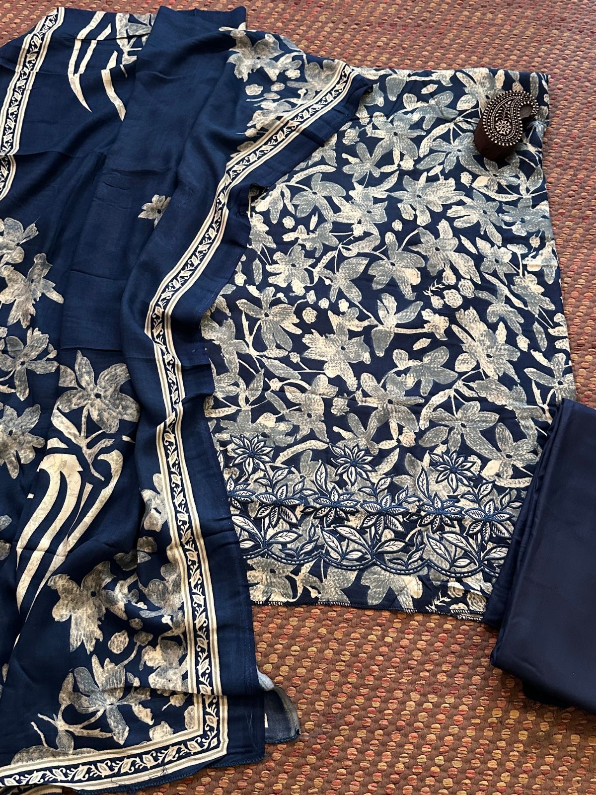 Spun Block Printed Unstitched Set