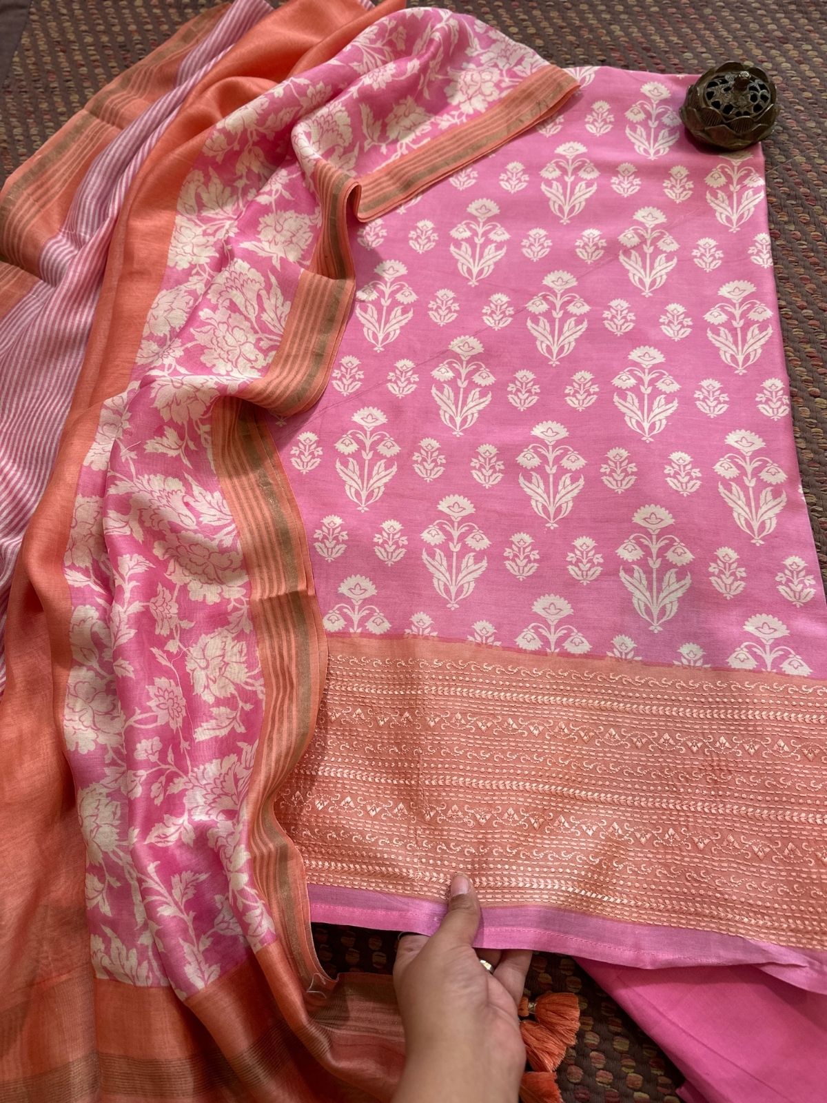 Premium Maheshwari Silk Unstitched Set