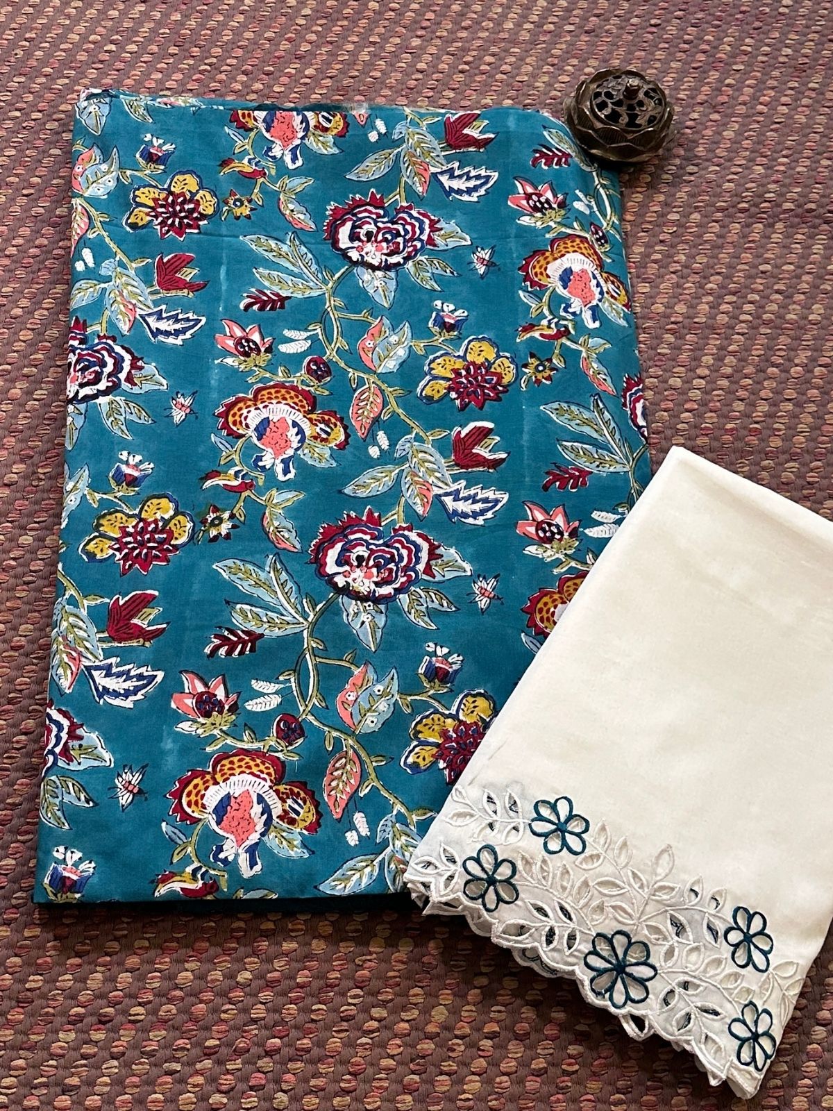 Pure Cotton with Cutwork Bottom Unstitched Set