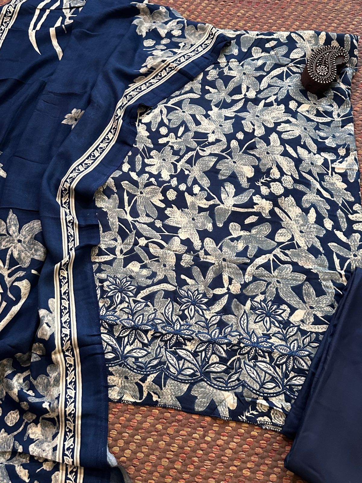 Spun Block Printed Unstitched Set
