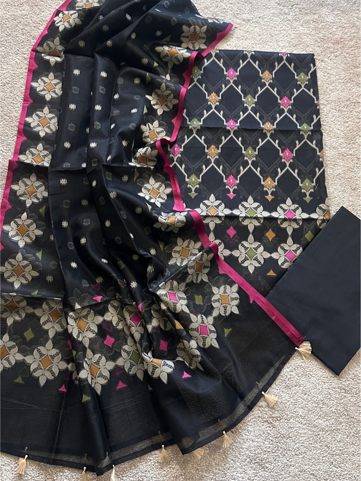 Kaashni- Jamdani Cotton Unstitched Set