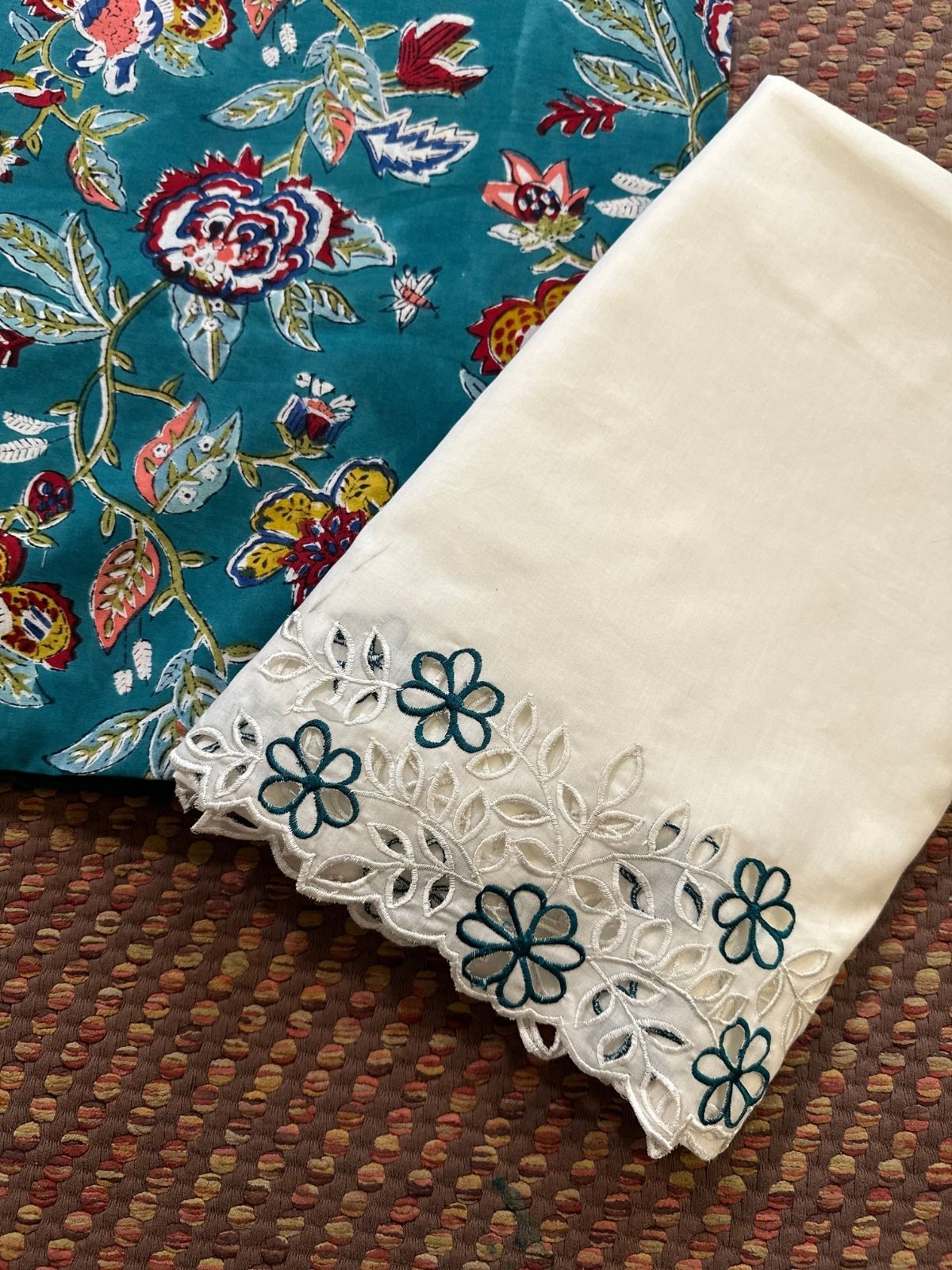 Pure Cotton with Cutwork Bottom Unstitched Set